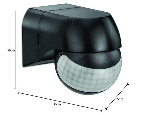 Sonero X-IMS081 Infrarot-Bewegungsmelder - Innen- / Außenmontage, schwenkbar, Schutzklasse: IP44, 180° / 12m Arbeitsfeld, schwarz, 1er set