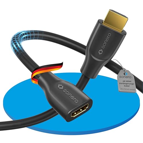 Sonero 4K HDMI Verlängerungskabel, Premium High Speed, 4K 60Hz, HDMI Stecker auf HDMI Buchse, vergoldete Kontakte, zweifache Abschirmung, PVC-Mantel, 3,00m