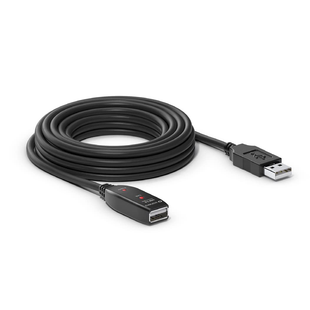 Sonero® USB 2.0 Kabel, aktives Verlängerungskabel mit Signalverstärker, Datenkabel, USB-A Stecker auf USB-A Buchse, 480 Mbit/s, 5.00m, schwarz