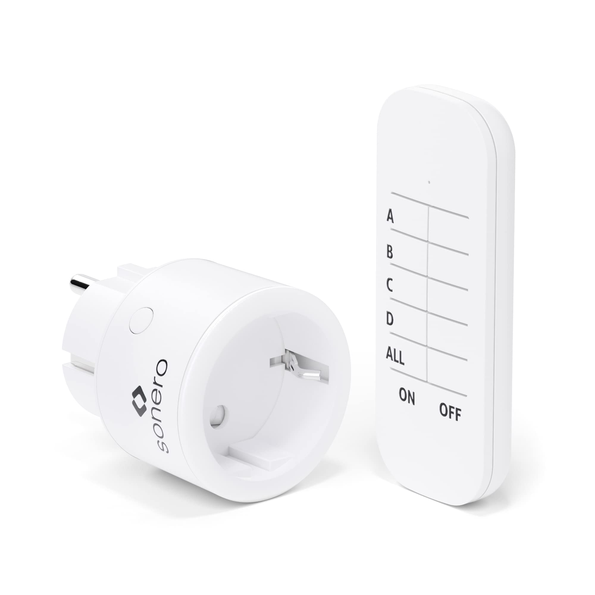 Sonero Funk-Steckdosen Set 2300 Watt | 1x Fernbedienung, 1x Steckdose für den Innenbereich, 30m Reichweite, kompaktes Design, weiß, 1er Set