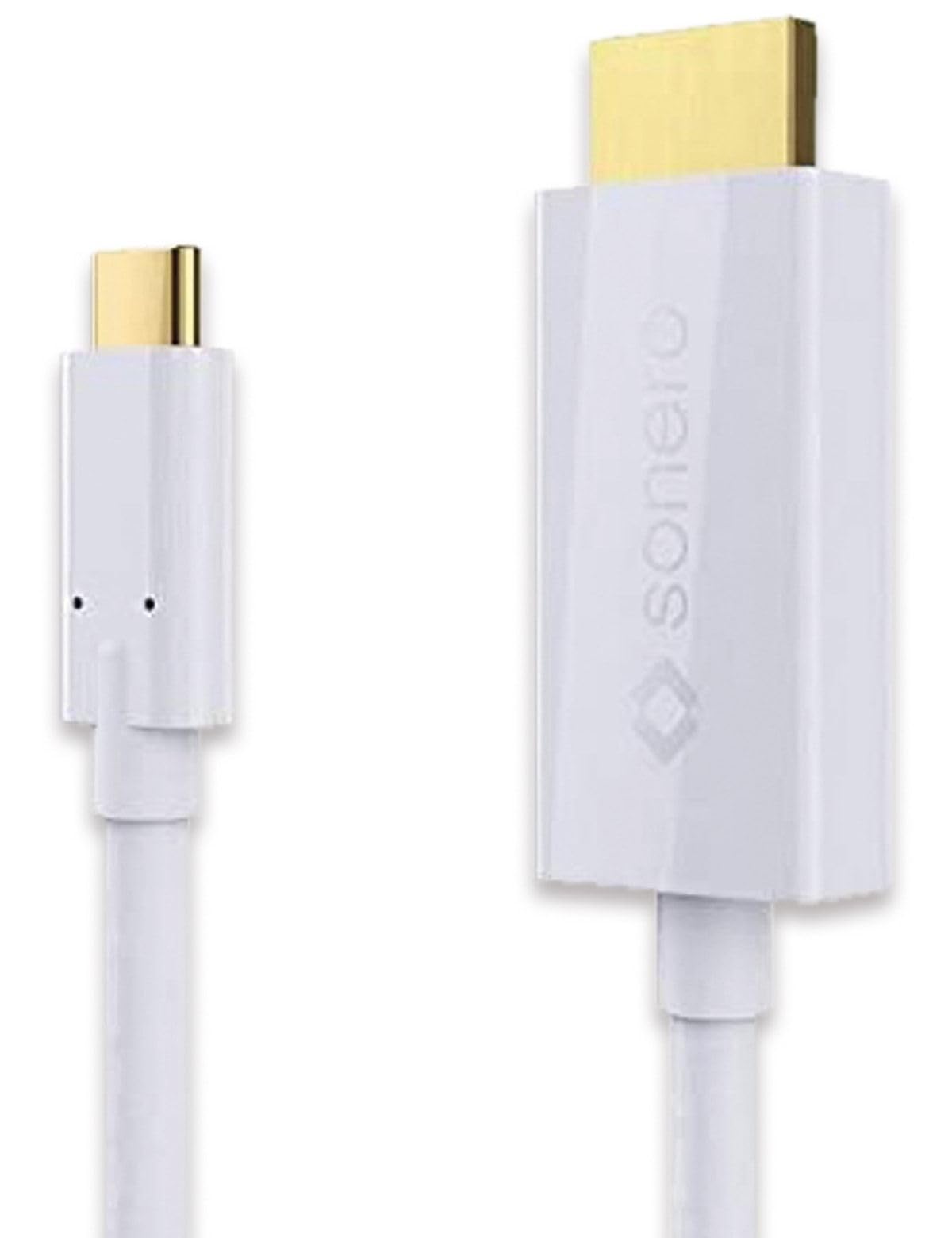 sonero UCC011-020 USB-C auf HDMI 2.0 Kabel, 4K@60Hz mit 18Gbps, USB 3.1, Alt Mode, Thunderbolt 3 kompatibel für MacBook Pro, Samsung S8, Dell XPS 15 und andere USB-C Computer, 2,0m weiß