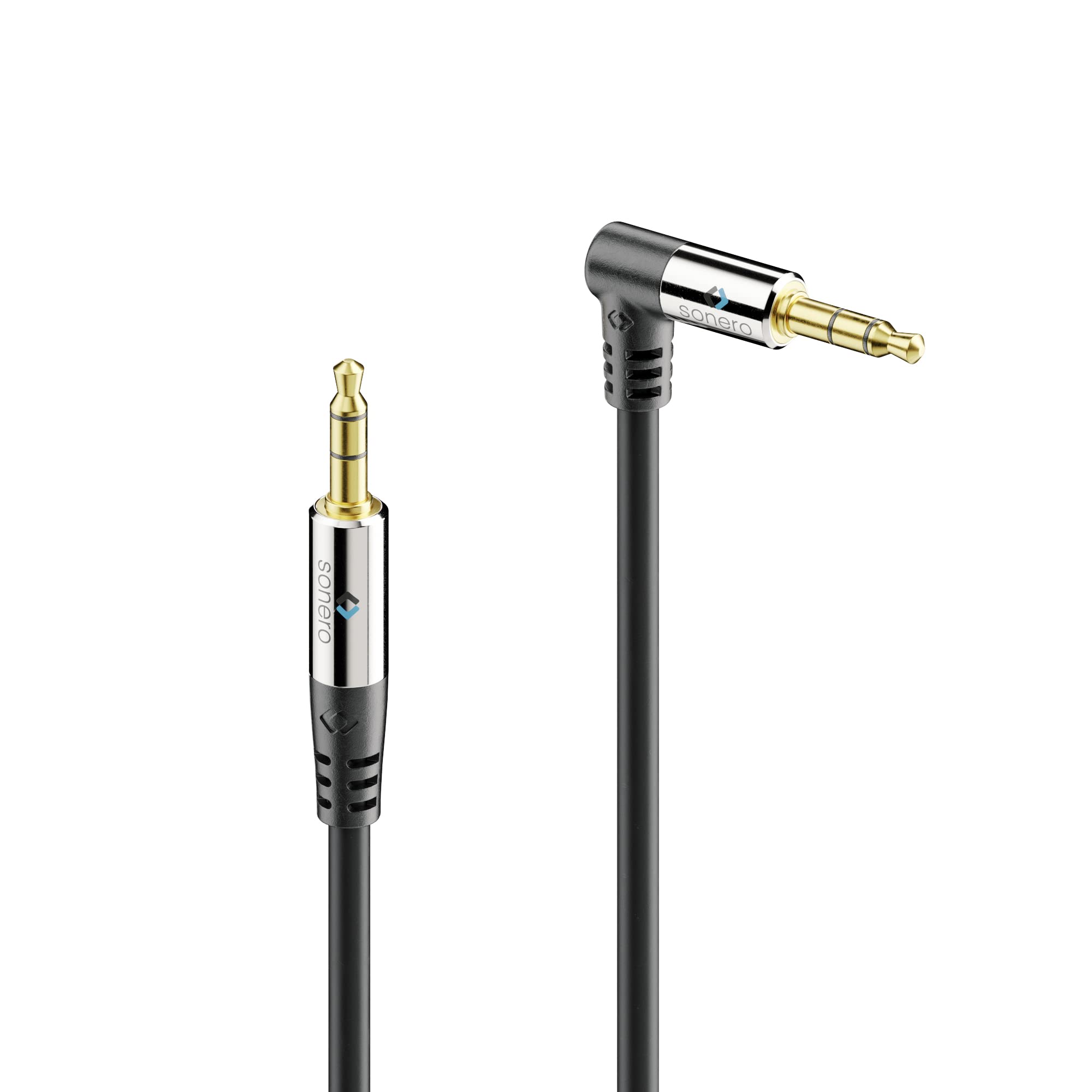 Sonero® premium Audiokabel mit 1x 90° Stecker, 3.5mm Klinke, 3,00m, vergoldete Kontakte, schwarz