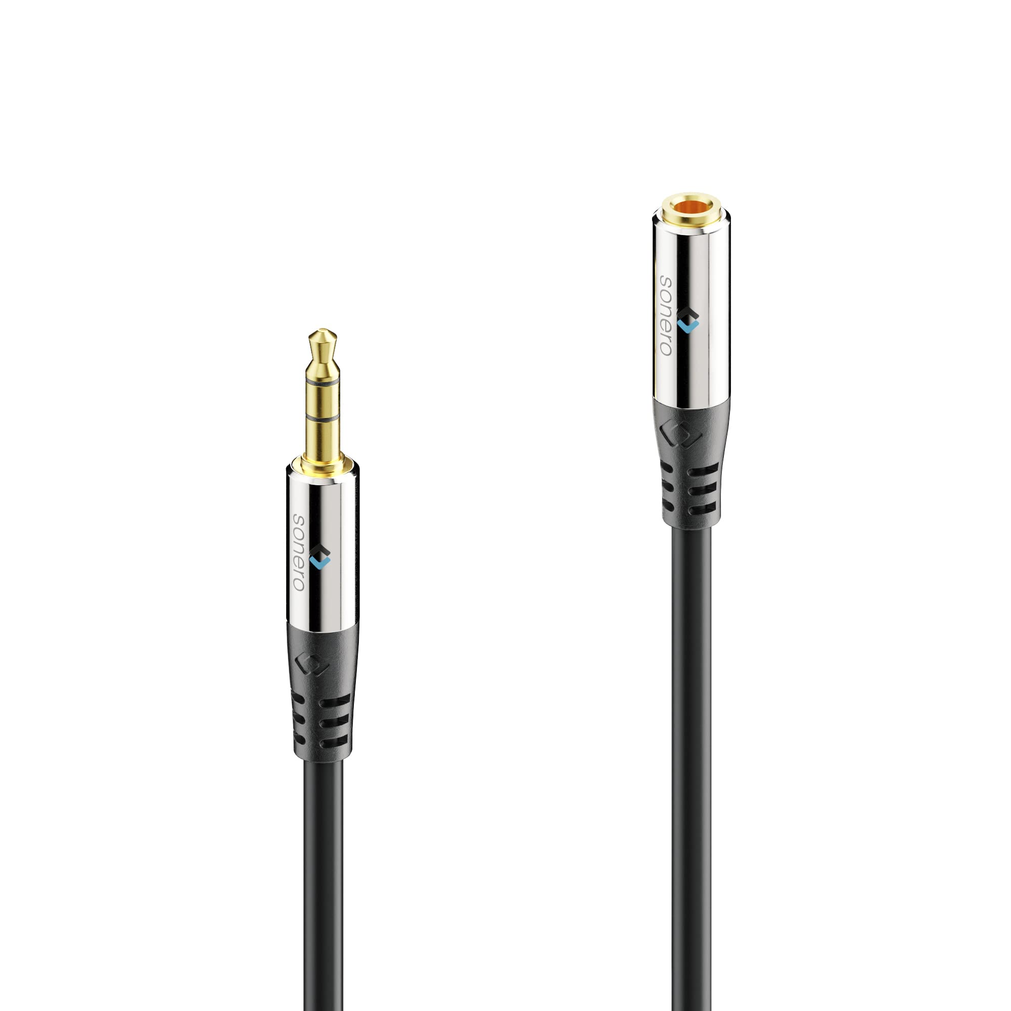 Sonero® premium Audiokabel Verlängerung 3.5mm Klinke, 15,0m, vergoldete Kontakte, schwarz