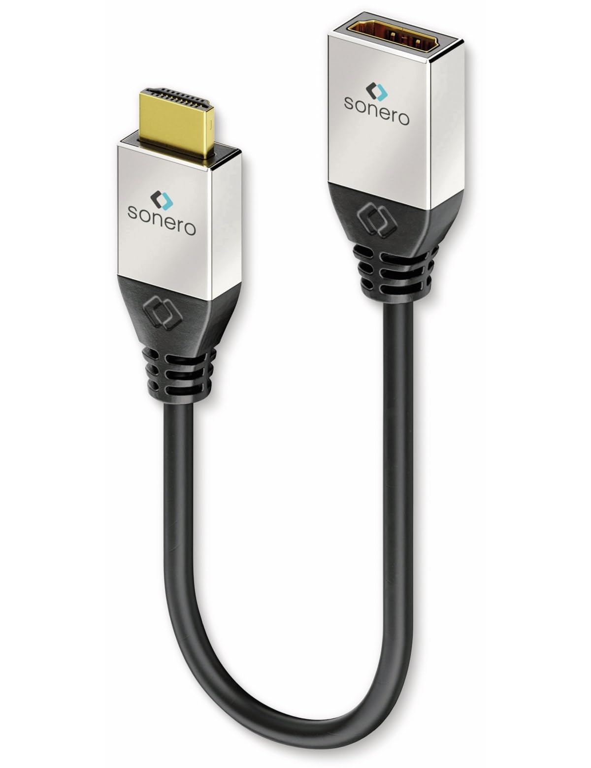 sonero® Premium High Speed HDMI Adapter mit Ethernet, 0,25m, UltraHD / 4K / 60Hz, 18Gbps, schwarz