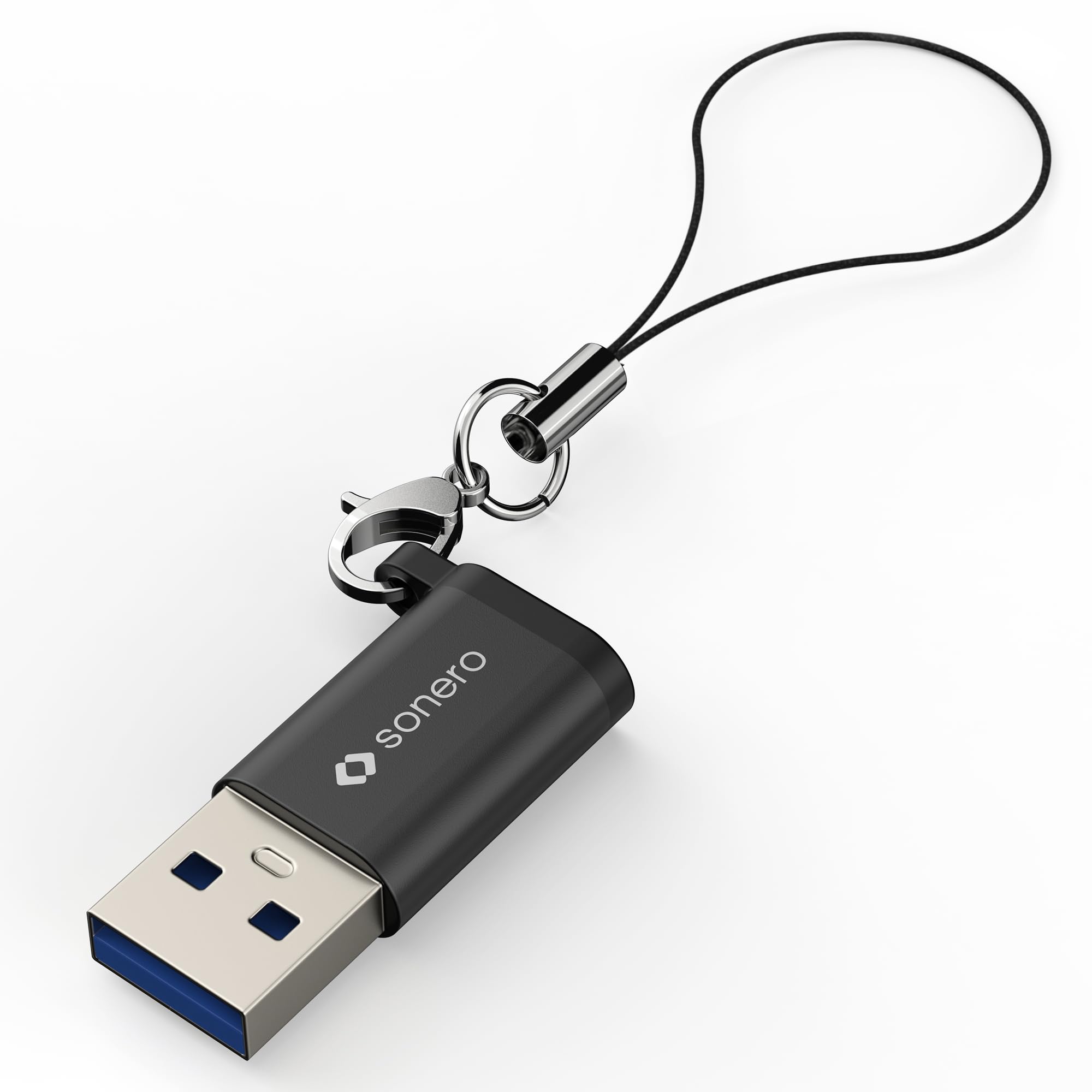Sonero USB A auf USB C Adapter, schnelles Laden 3A 15W, 480 Mbps Datenübertragung, OTG, kompatibel mit iPhone, Samsung Galaxy, Watch, Google Pixel UVM., Aluminium/schwarz
