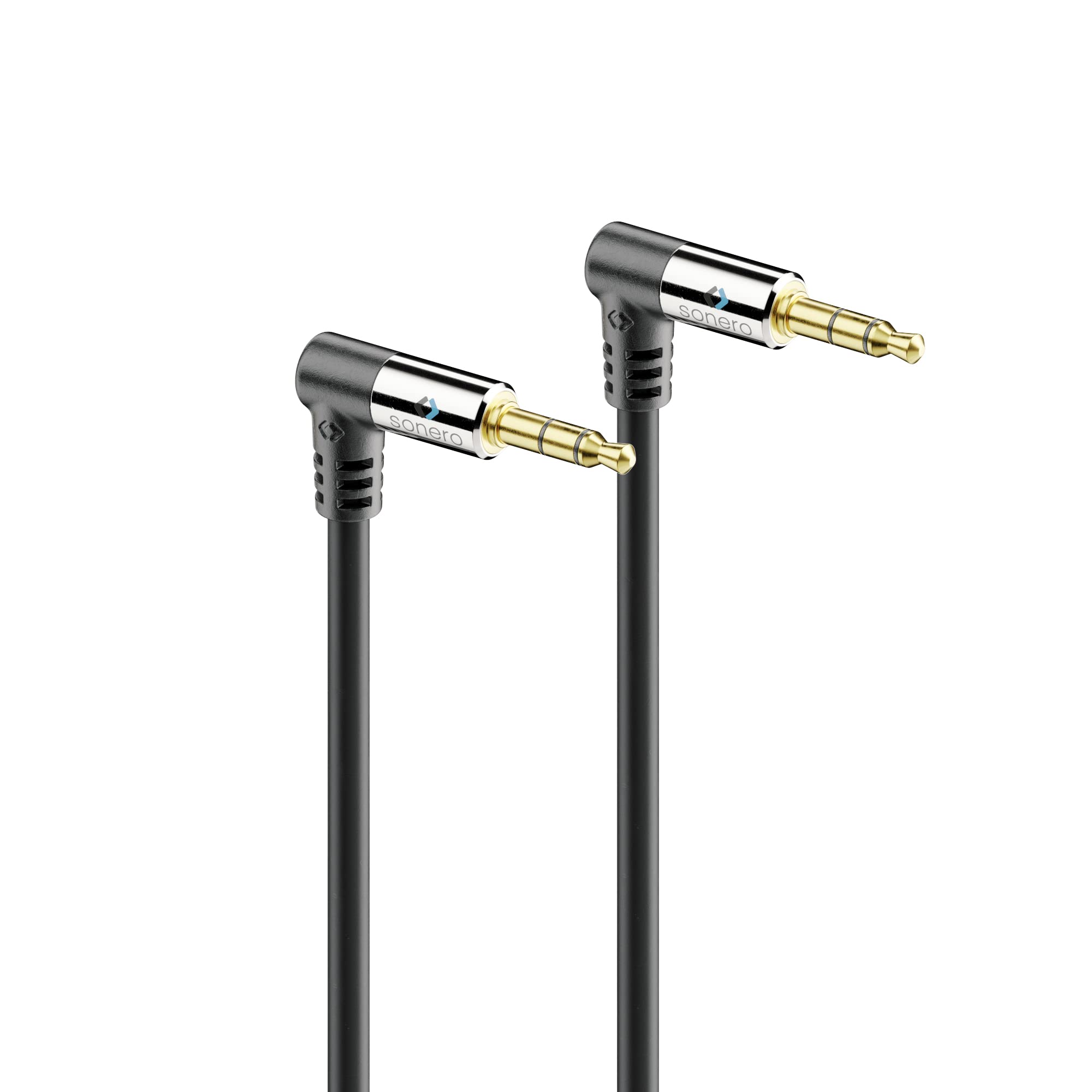 Sonero® premium Audiokabel mit 2x 90° Stecker, 3.5mm Klinke, 3,00m, vergoldete Kontakte, schwarz