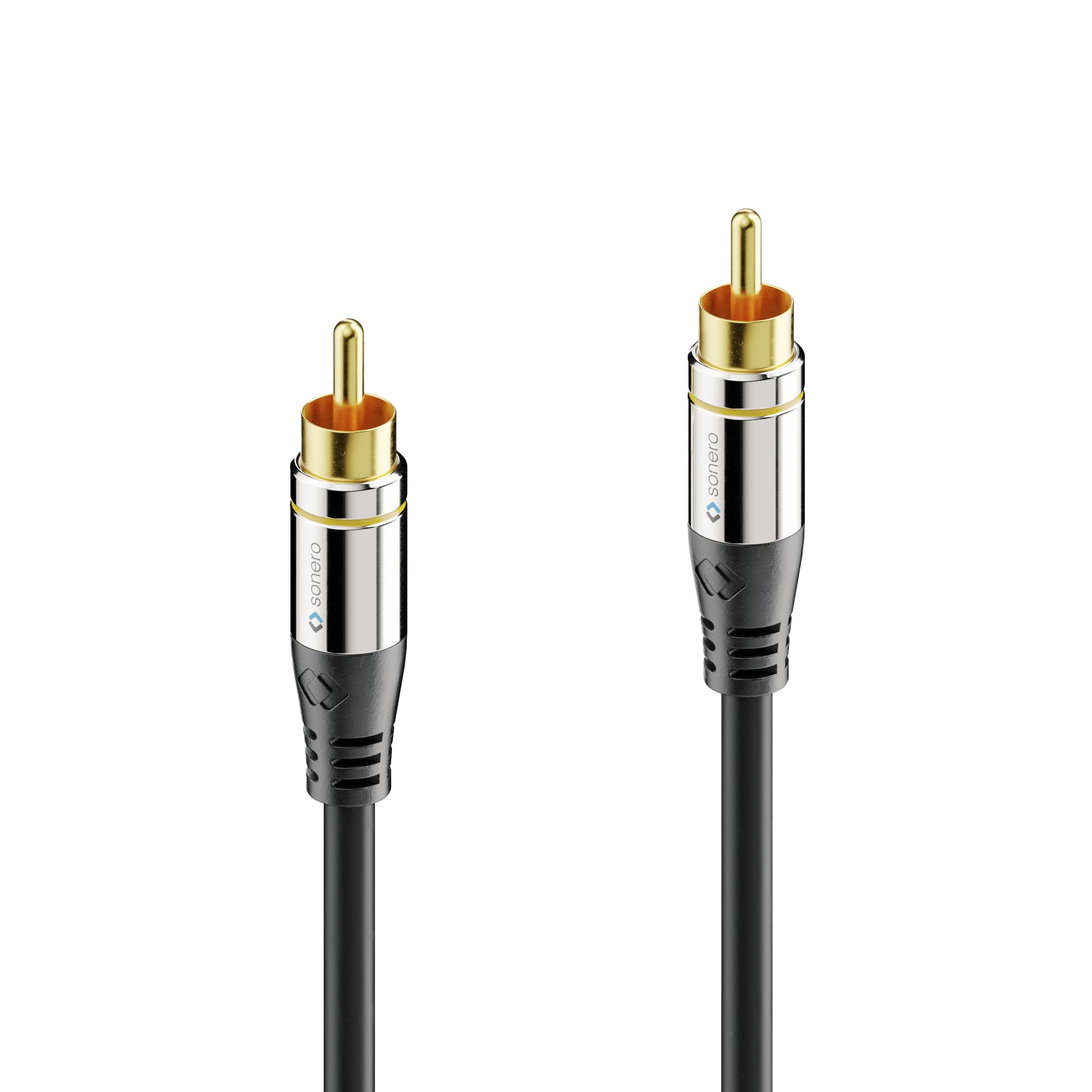 Sonero® Premium 7,50m Cinch Kabel, 1x Cinch Stecker auf 1x Cinch Stecker, Subwoofer, Verstärker, Beamer, AV Receiver, schwarz
