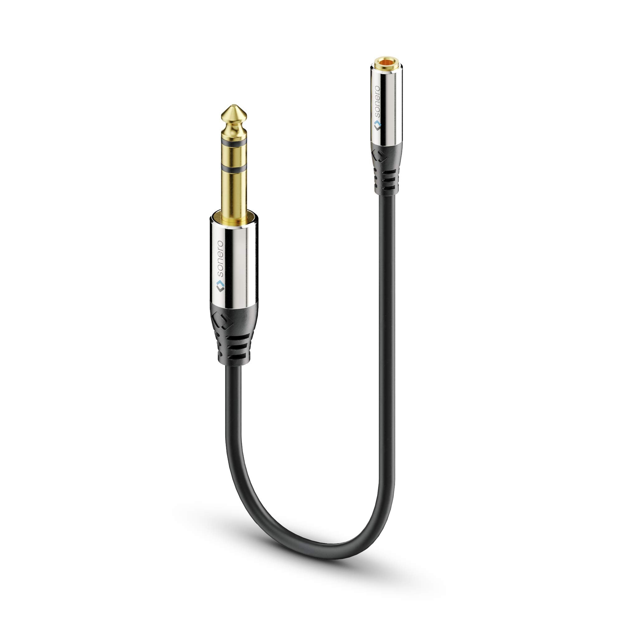 Sonero Premium Kopfhörer Adapter, 0,20m, 6,3mm Klinke Stecker auf 3,5mm Klinke Buchse, schwarz, S-ACA006