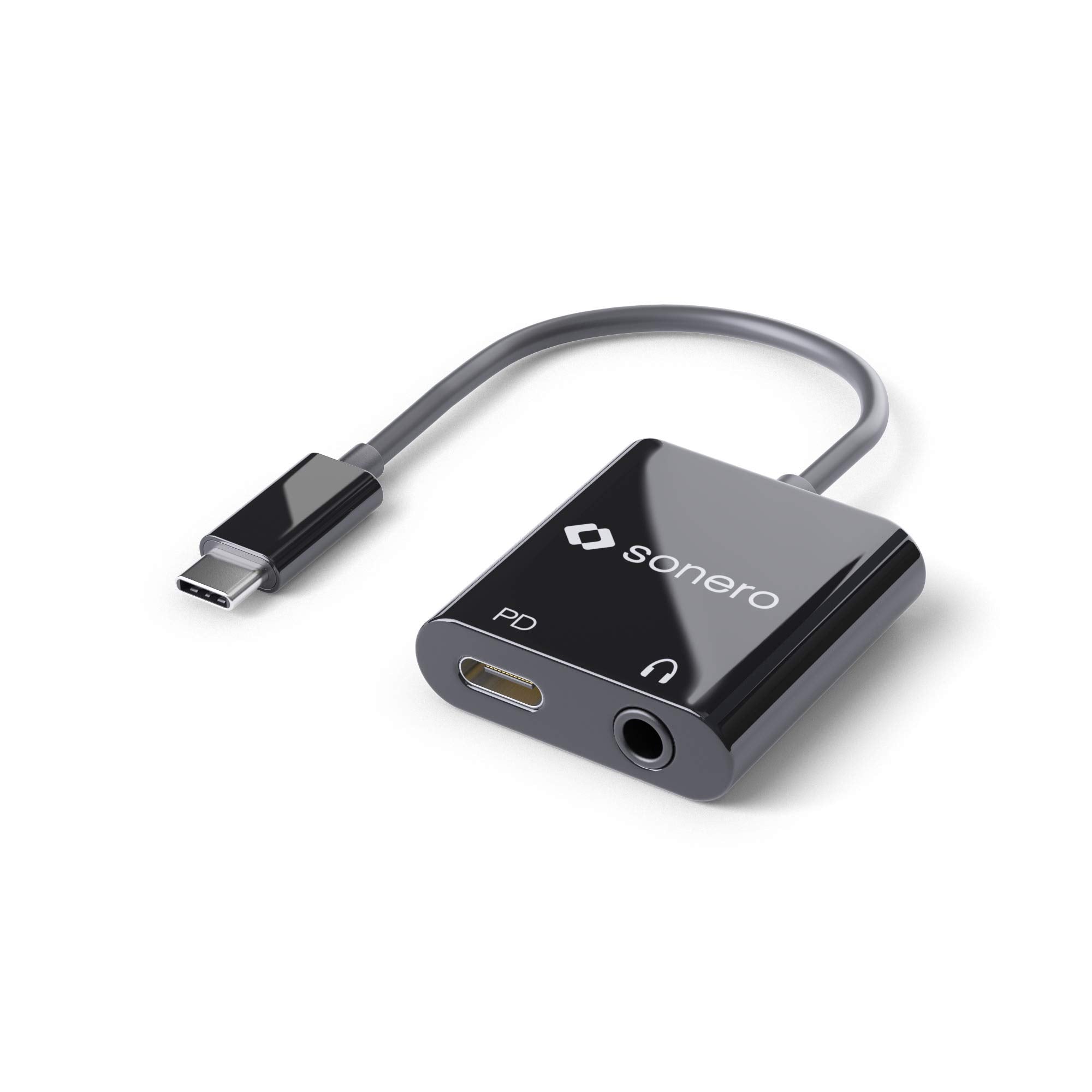 Sonero UA200 USB Typ C zu 3,5mm Audio und CF (PD) Konverter, schwarz, JP-USB313