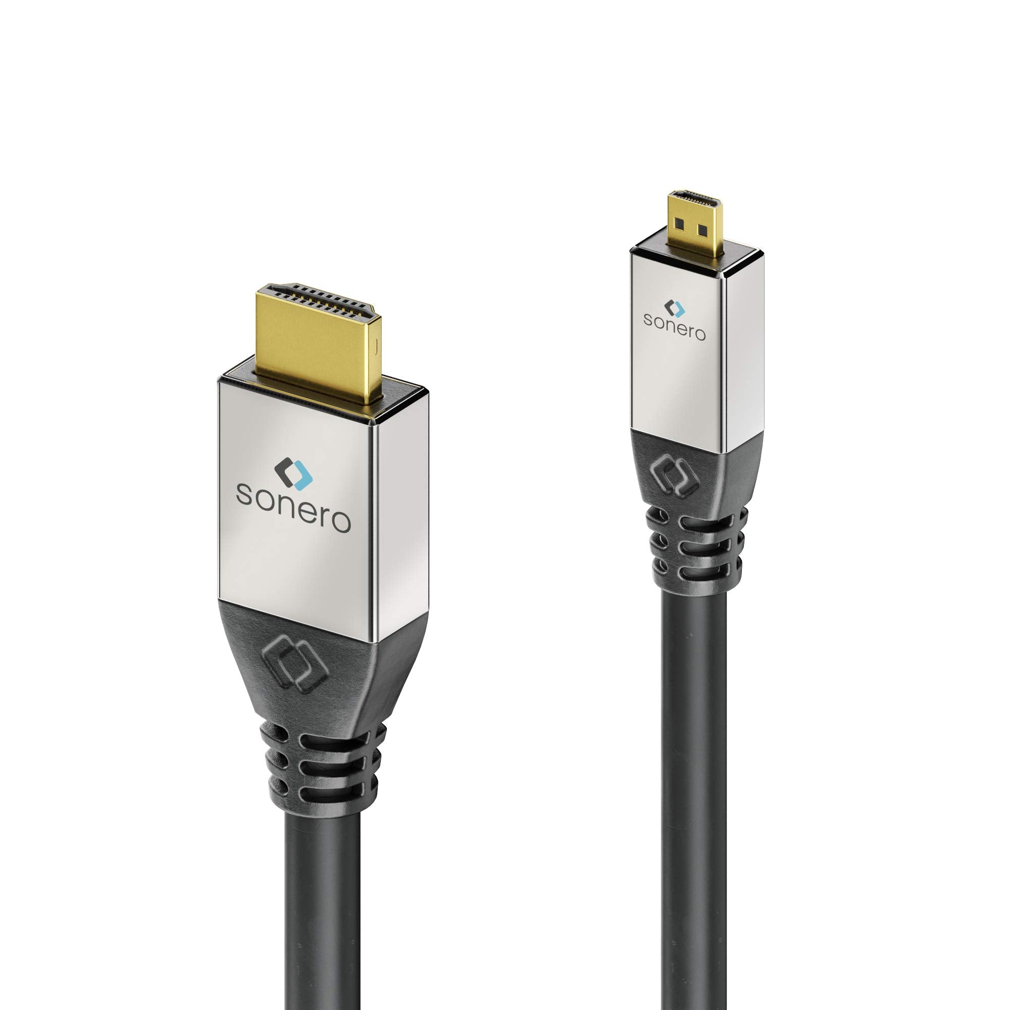 Sonero Premium High Speed Micro HDMI Kabel mit Ethernet, 2,00m, UltraHD / 4K / 60Hz, 18Gbps, schwarz