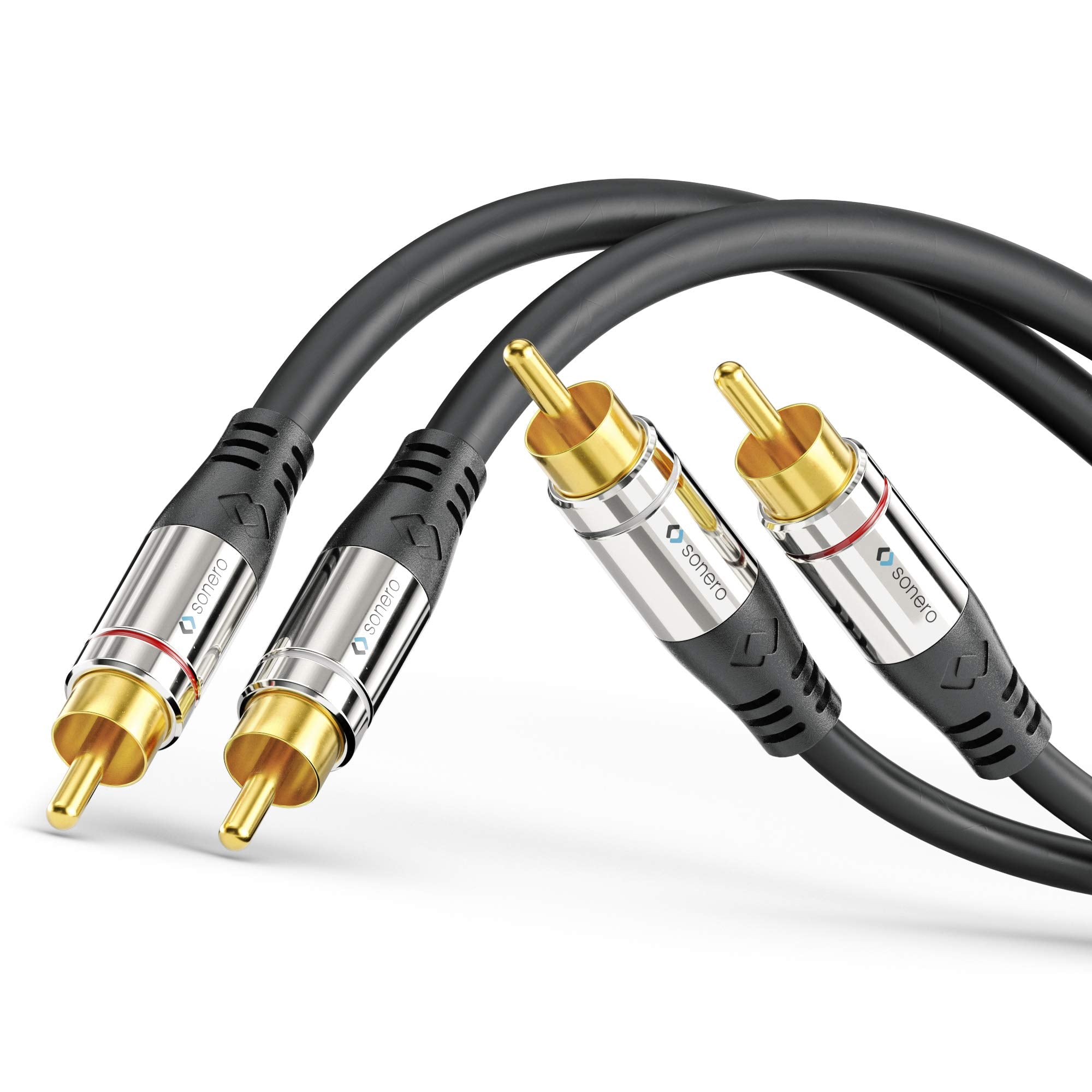 Sonero Premium Cinch Audiokabel, 2x Cinch Stecker auf 2x Cinch Stecker 2,00m, vergoldete Kontakte, schwarz S-AC700-020