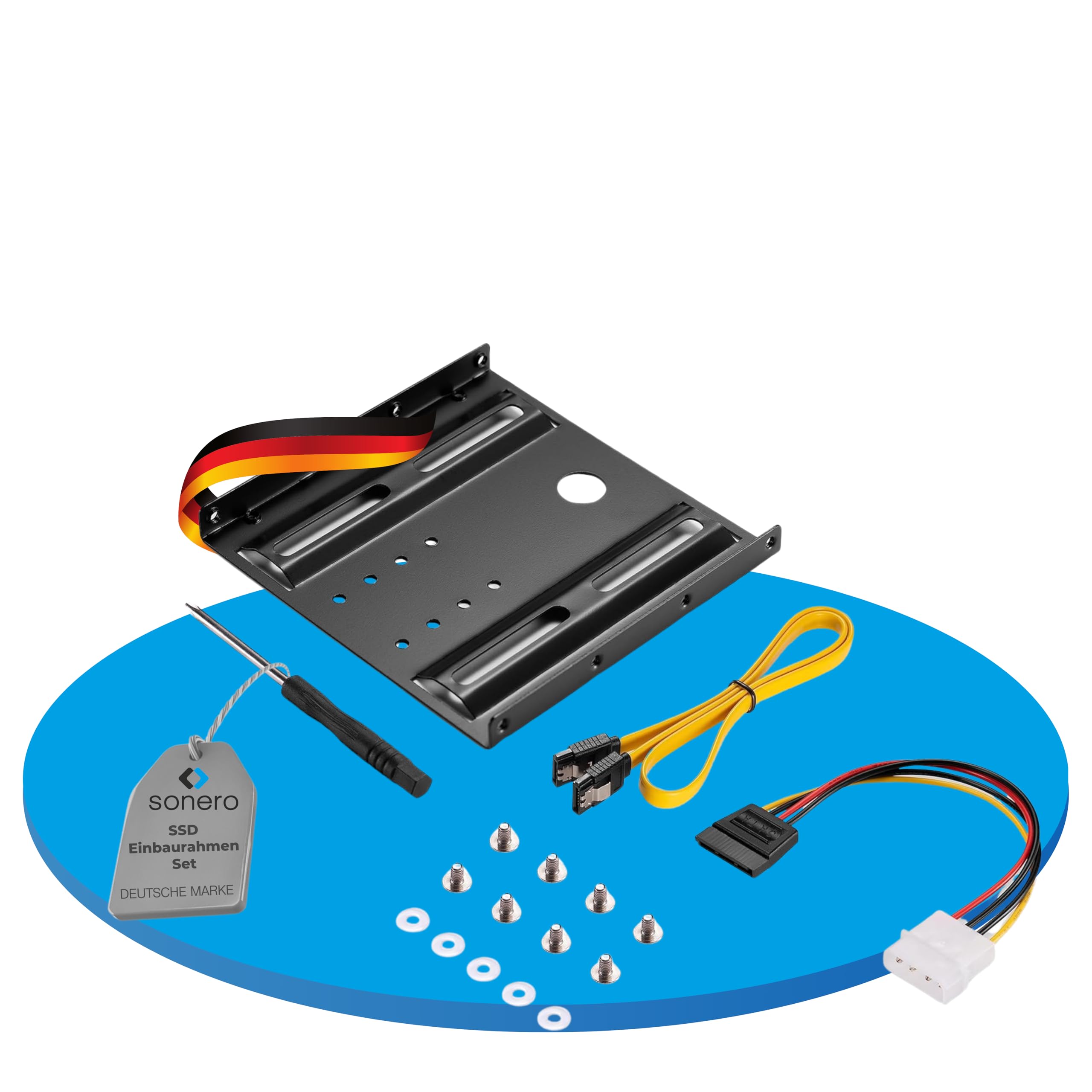 Sonero® SSD Einbaurahmen Set, 2,5" SSD auf 3,5" inkl, Zubehör