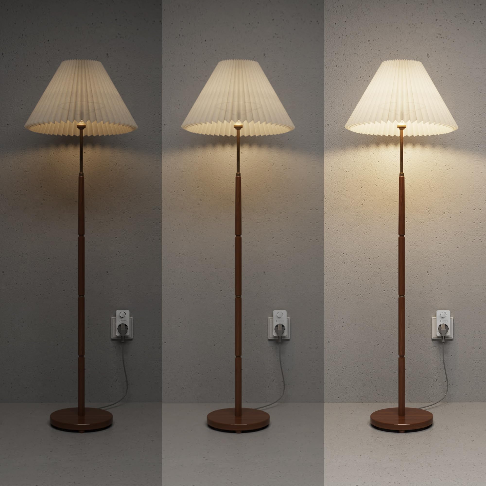 sonero Dimmer Steckdose, Steckdosendimmer Adapter mit Helligkeitsregler nur für dimmbare LED Lampen, Halogenlampen, Glühbrinen, weiß
