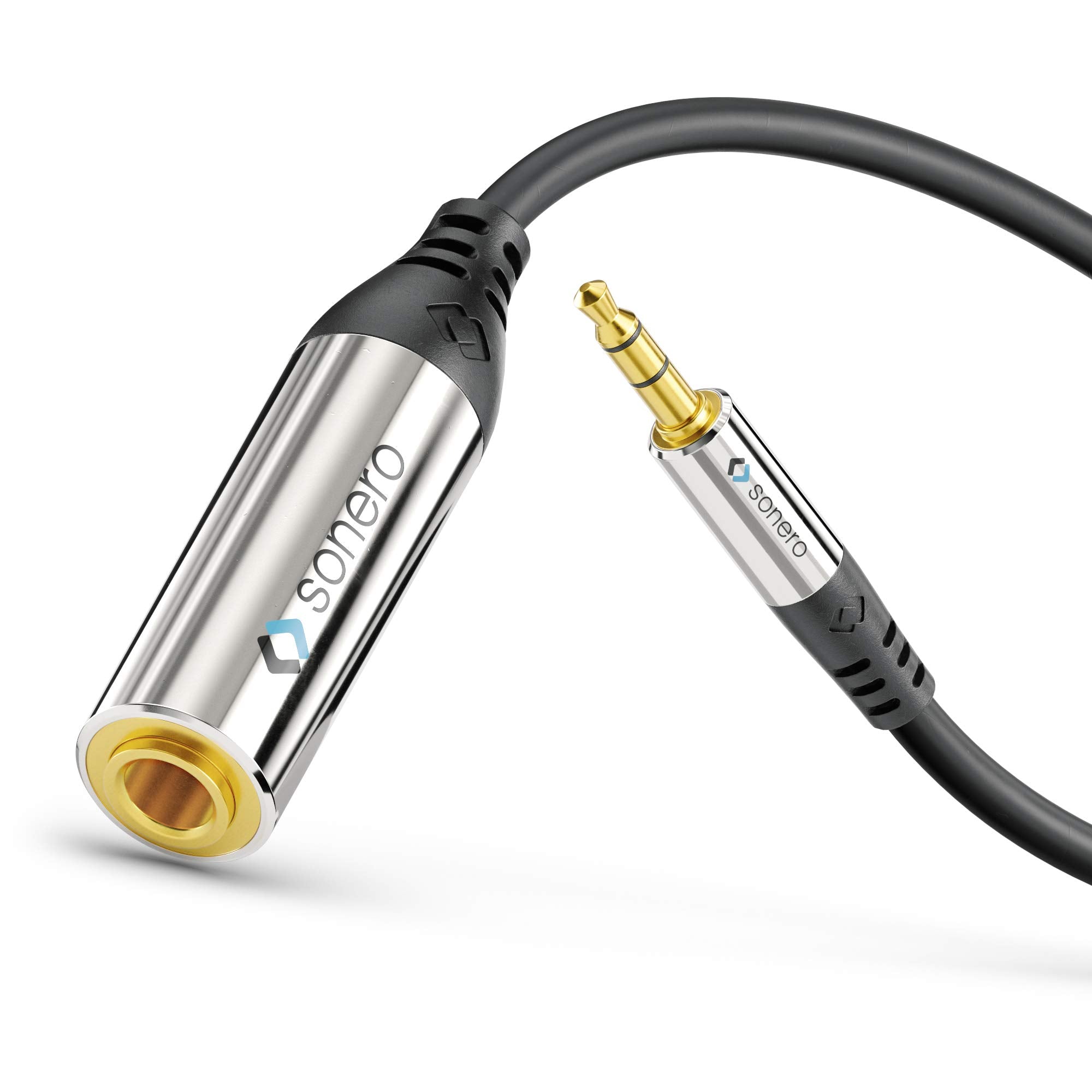 Sonero Premium Kopfhörer Adapter, 0,20m, 3,5mm Klinke Stecker auf 6,3mm Klinke Buchse, schwarz, S-ACA005