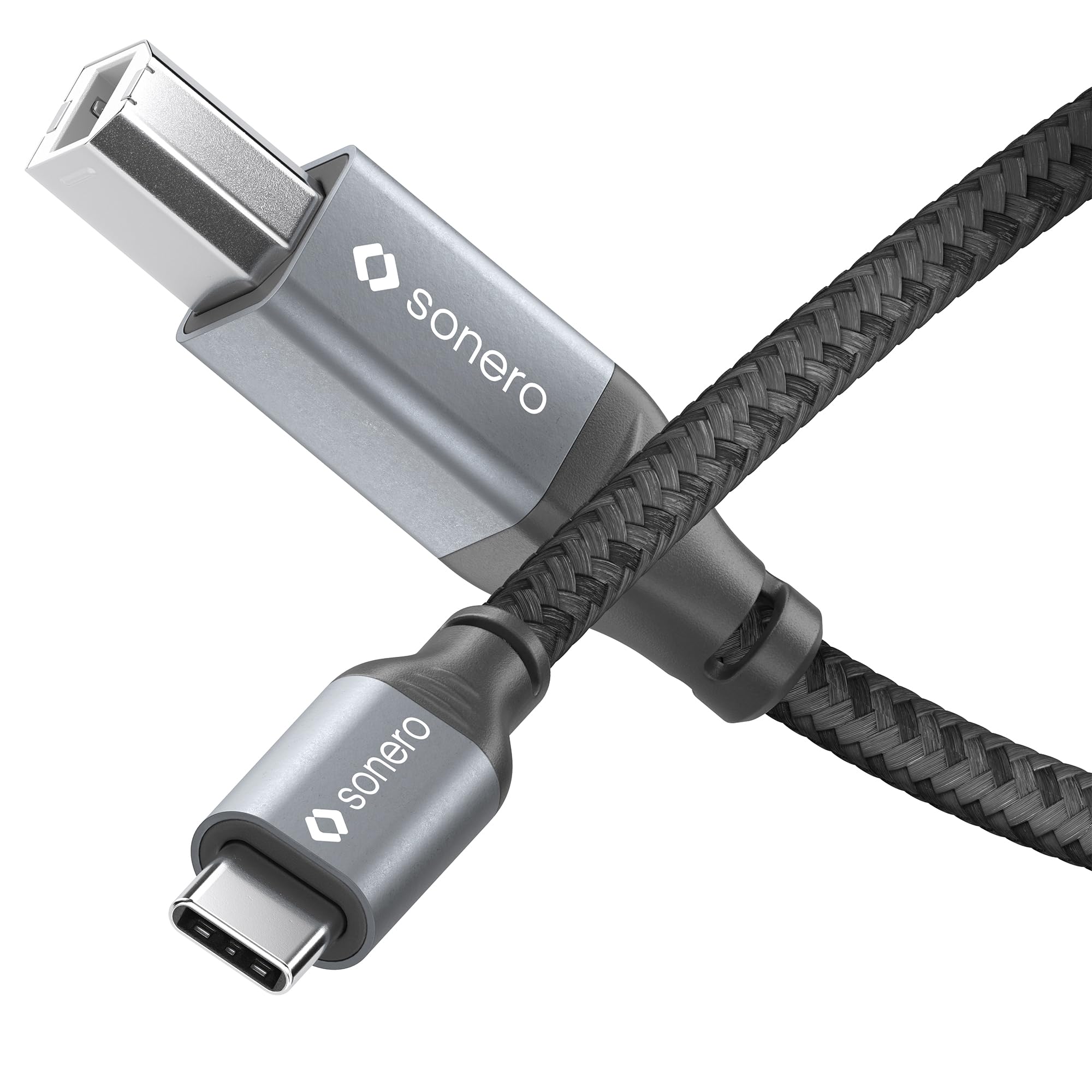 Sonero® USB 2.0 Kabel, Verbindungskabel, Druckerkabel, C-Stecker auf B-Stecker, 480 MB/s, space grey/schwarz, 0,50m