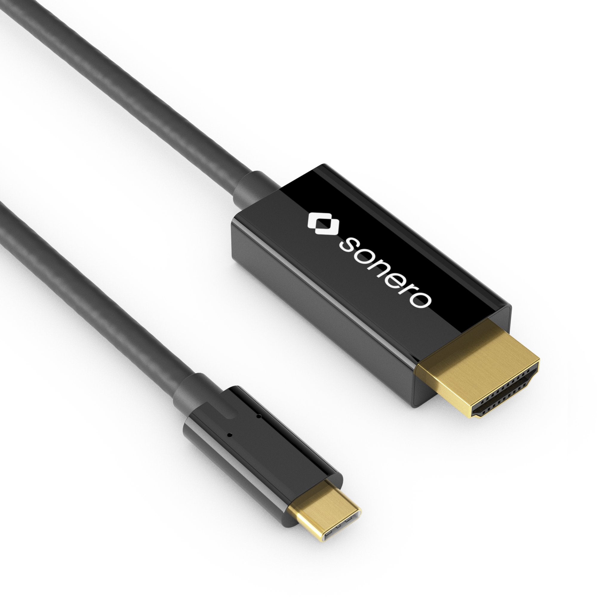 sonero UCC010-015 USB-C auf HDMI 2.0 Kabel, 4K@60Hz mit 18Gbps, USB 3.1, Alt Mode, Thunderbolt 3 kompatibel für MacBook Pro, Samsung S8, Dell XPS 15 und andere USB-C Computer, 1,5m schwarz