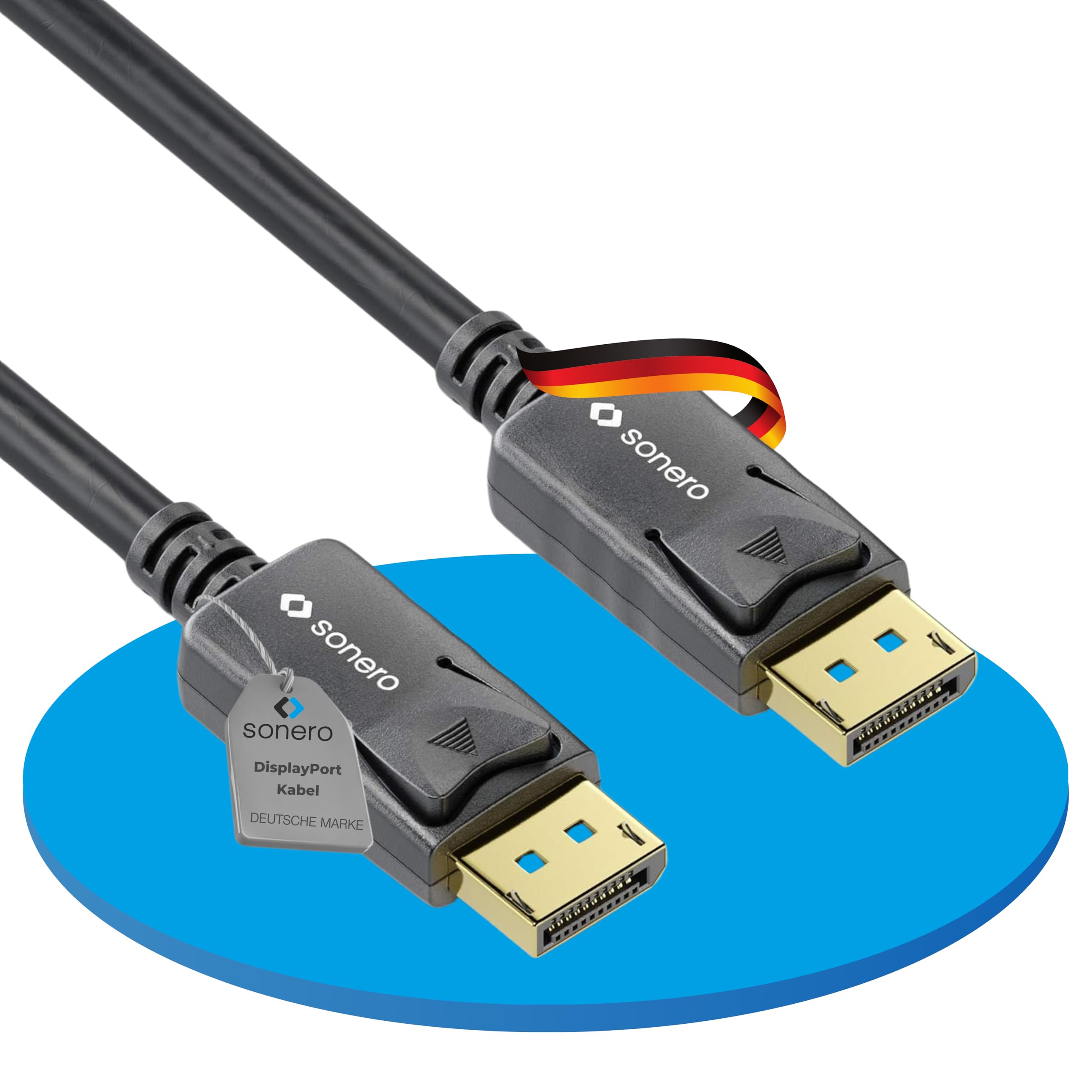 Sonero® 3m DisplayPort Kabel 1.2, DisplayPort auf DisplayPort, 4K 60 Hz, 2K 144Hz, schwarz