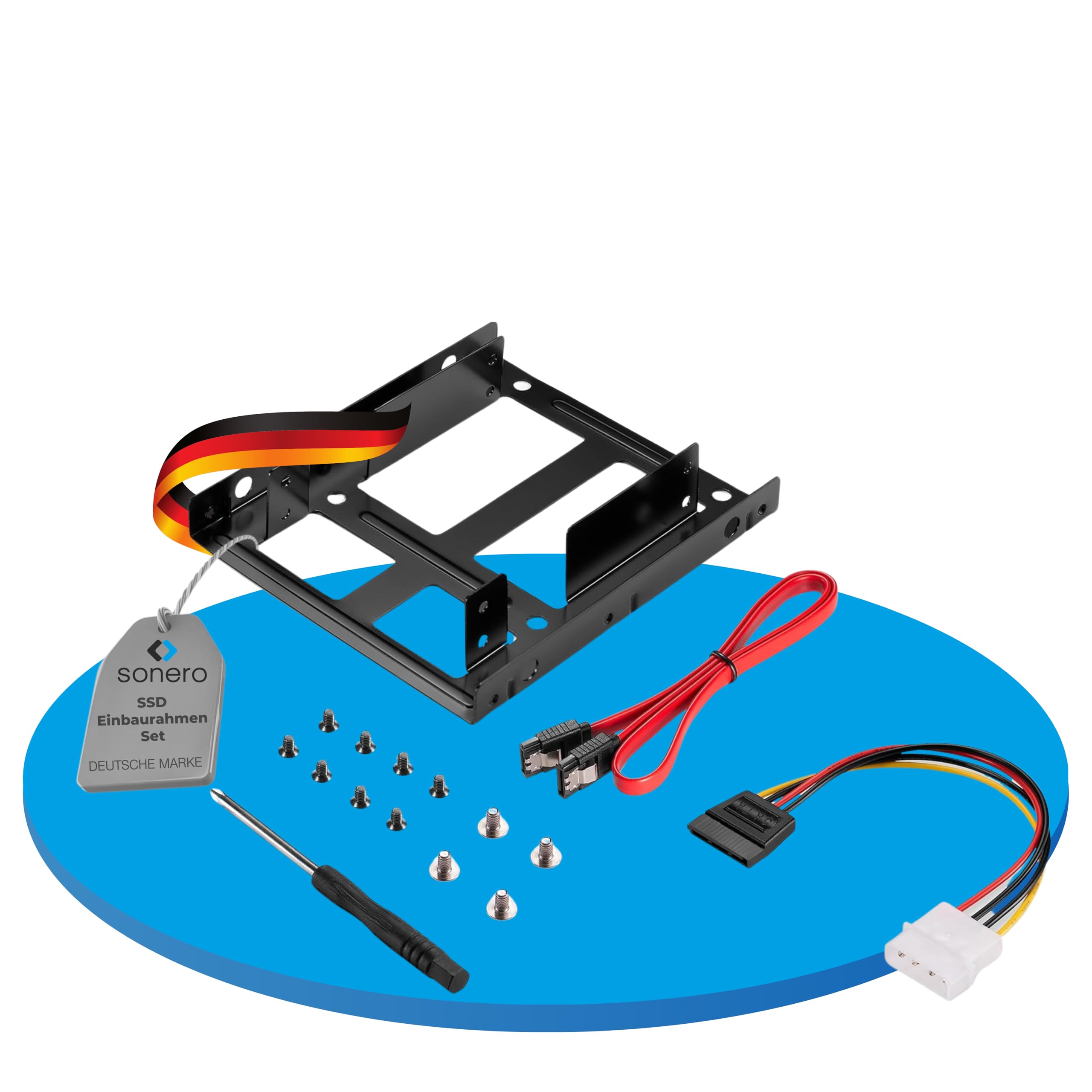 Sonero® SSD Einbaurahmen Set, 2x 2,5" SSD auf 3,5" inkl, Zubehör