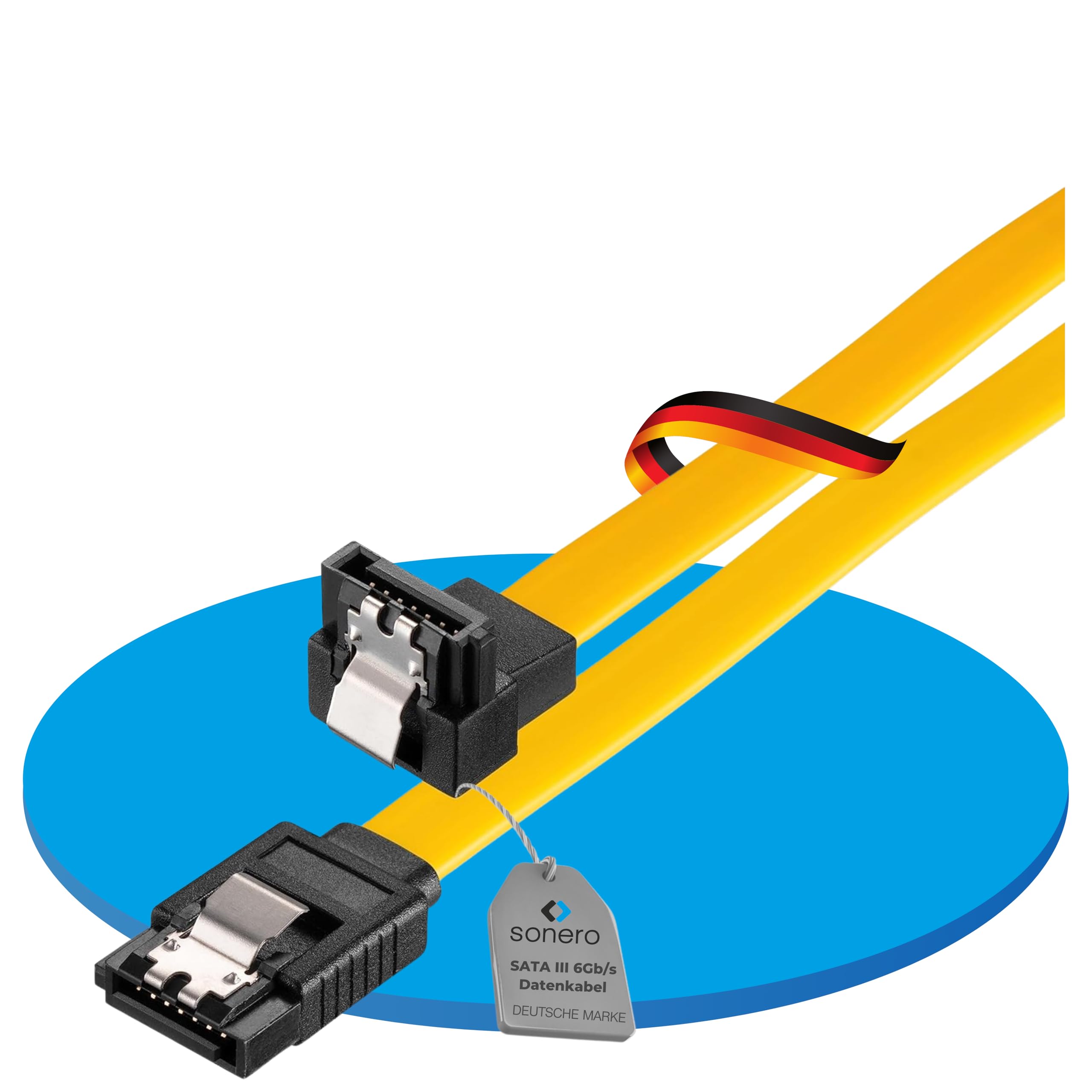 Sonero® SATA III 6Gb/s Datenkabel, 0,50m, gewinkelt, gelb