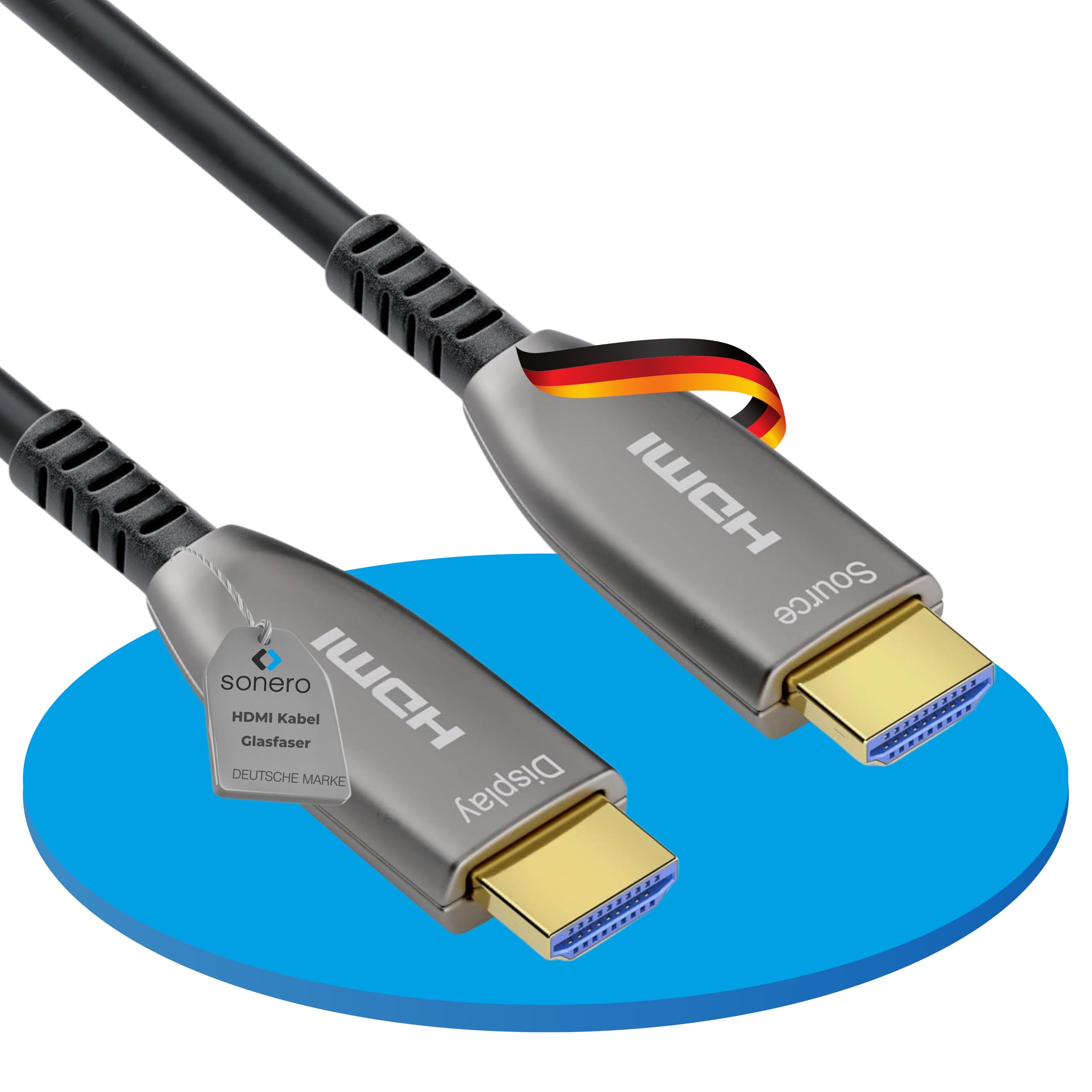 Sonero® 8K-HDMI 2.1 Kabel, Glasfaser-Hybrid-Kabel, Auflösung bis 8K 60 Hz (7680 x 4320) / 4K 120Hz (3840 × 2160), HDCP 2.2 Unterstützug, anthrazit, 25 Meter