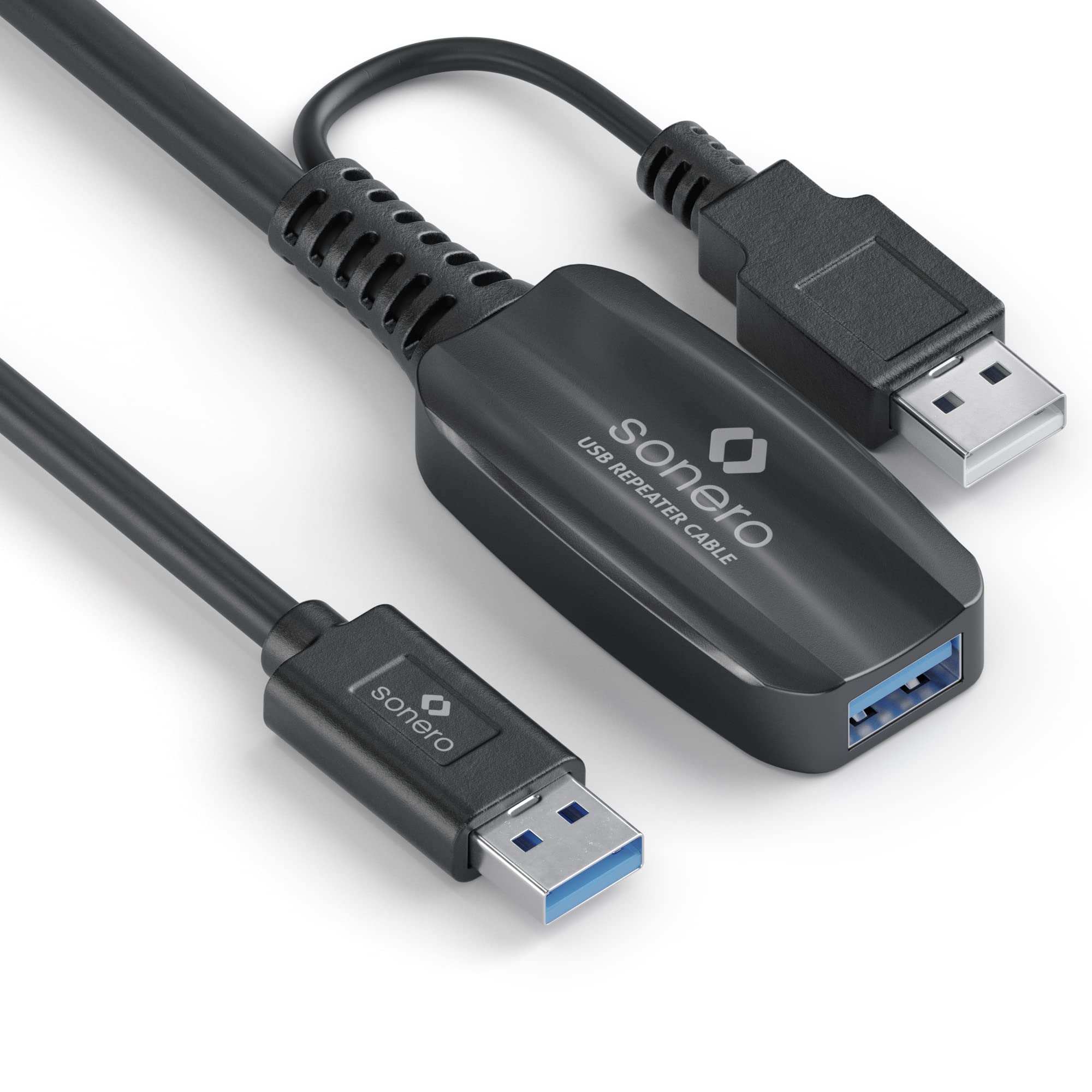 Sonero USB 3.2 Gen1x1 Aktive Verlängerung - A/A - schwarz - 10,00m