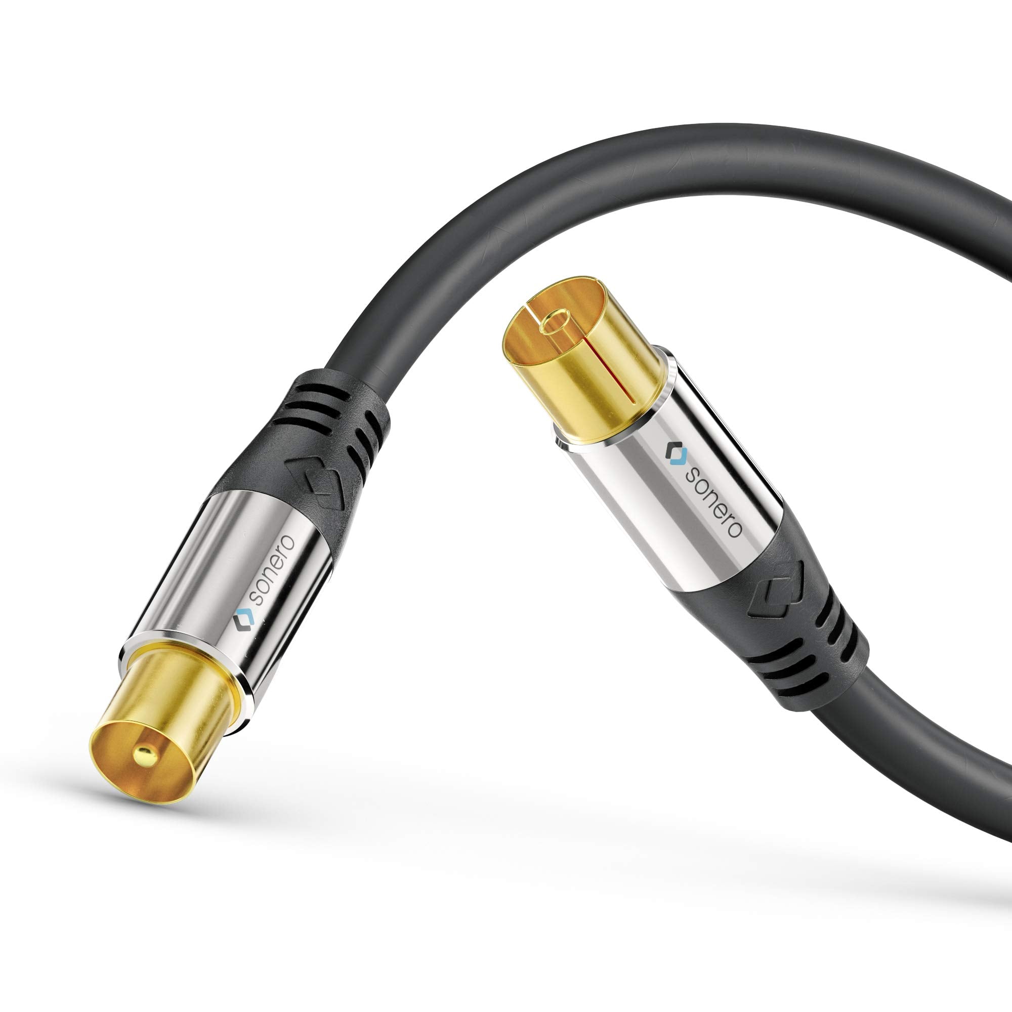 Sonero Antennenkabel SAT Kabel Koaxialkabel Satelitenkabel TV 1,50m 2fach geschirmt, für HDTV, Receiver, Internet, Satelit, DAB, Radio, schwarz