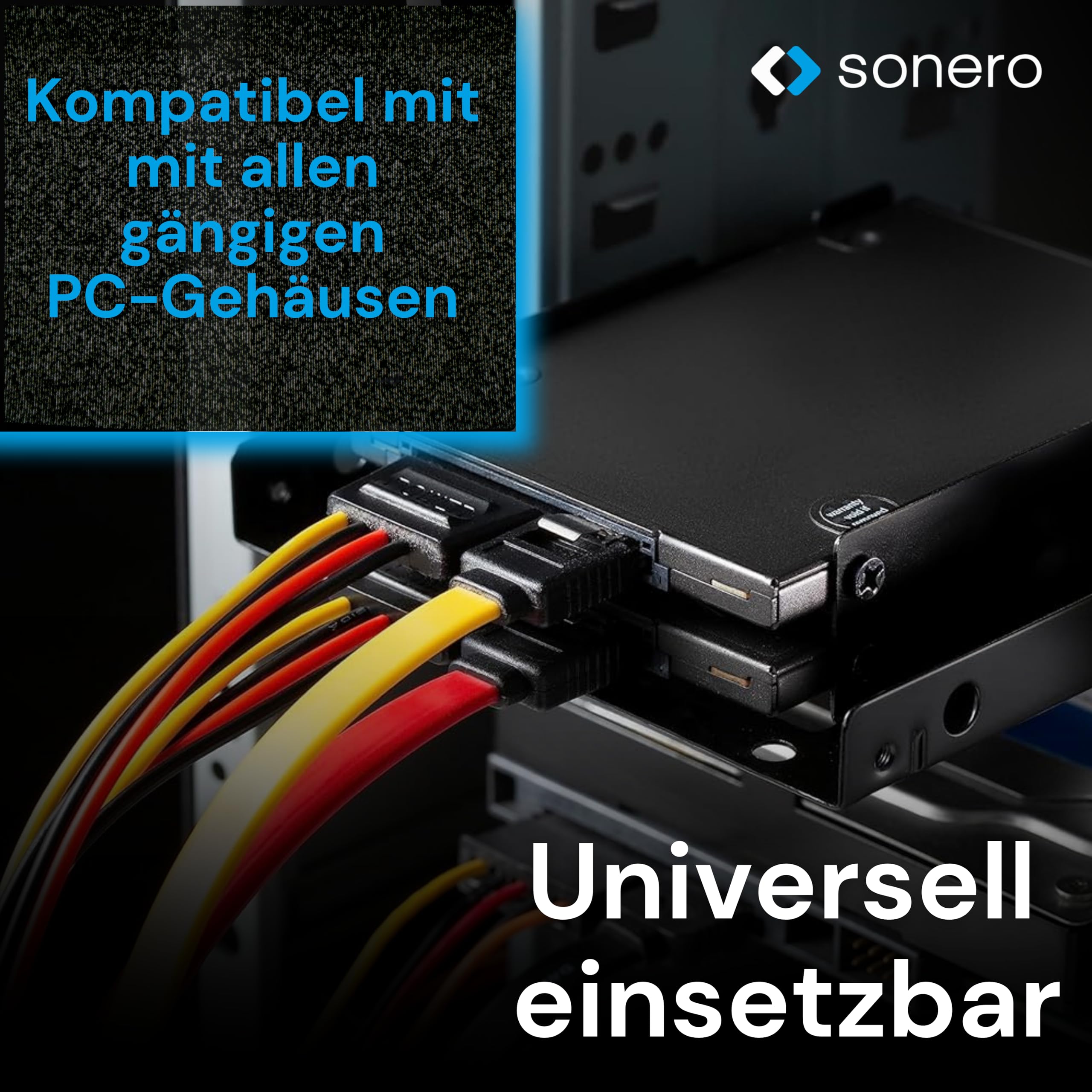Sonero® SSD Einbaurahmen Set, 2x 2,5" SSD auf 3,5" inkl, Zubehör