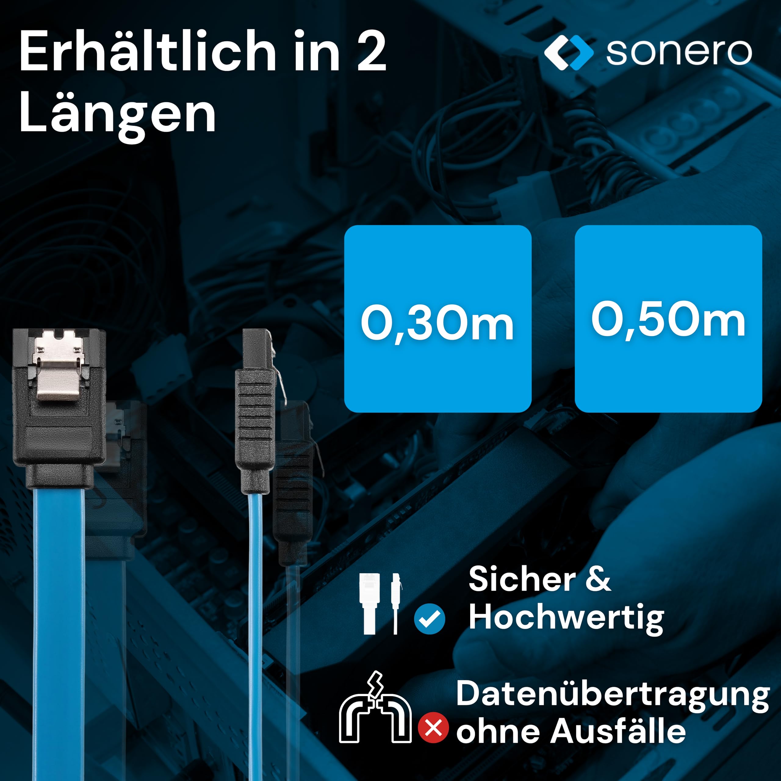 Sonero® SATA III 6Gb/s Datenkabel, 0,50m, blau
