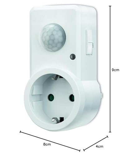 sonero IMS060 Infrarot-Bewegungsmelder Zwischenstecker - Innenmontage in Steckdose, Schutzklasse: IP20, 120° / 9m Arbeitsfeld, weiß