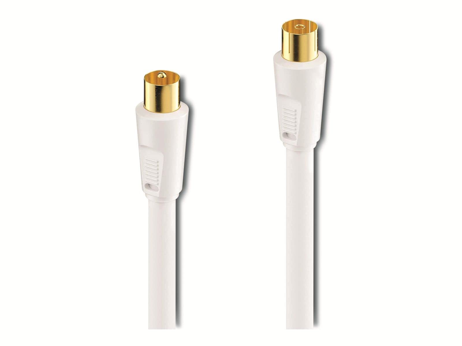Sonero Antennenkabel IEC Stecker/IEC Buchse mit Ferrite 7,50m, weiß, 7,50 m
