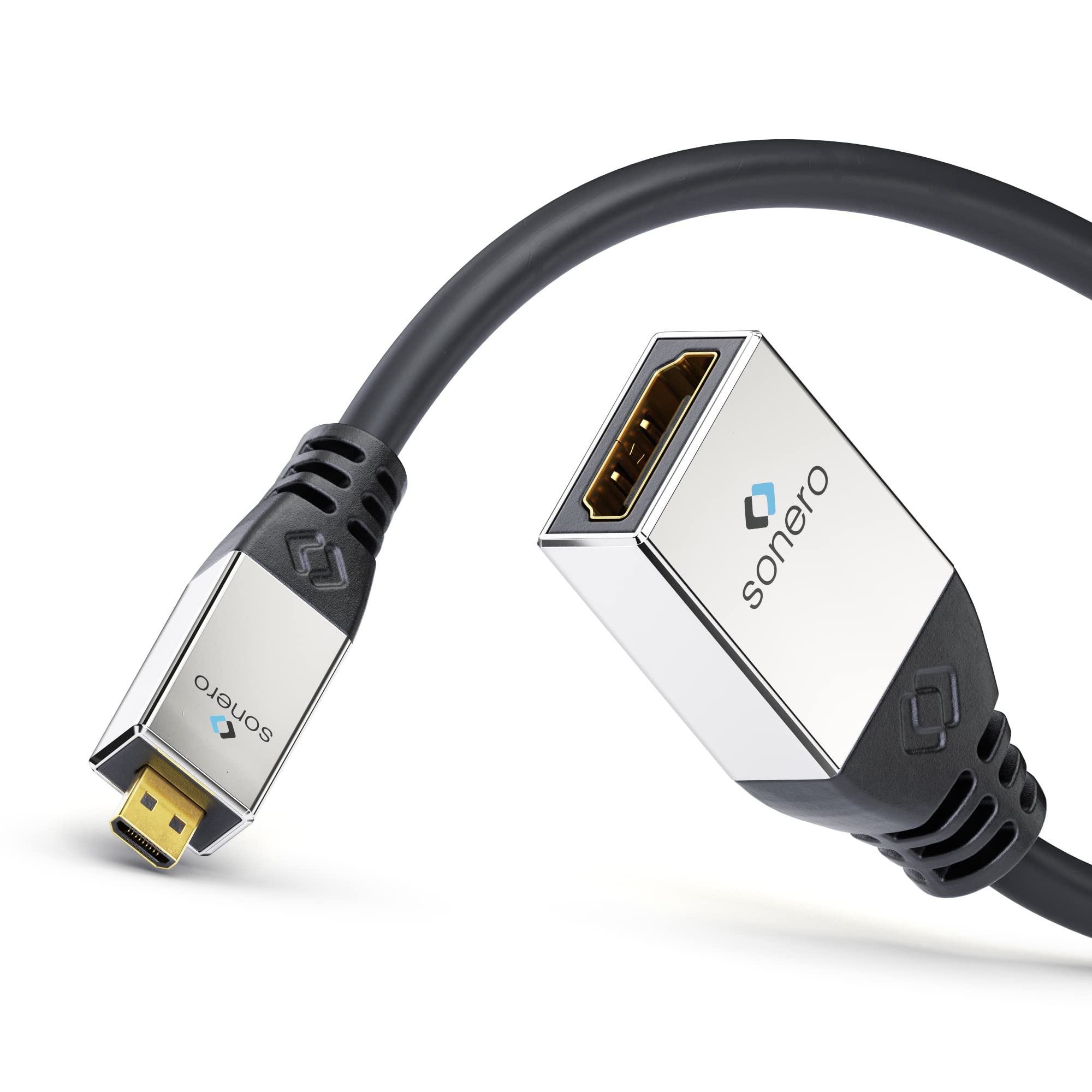 Sonero® Premium High Speed Micro HDMI Adapter mit Ethernet, 0,25m, UltraHD / 4K / 60Hz, 18Gbps, schwarz