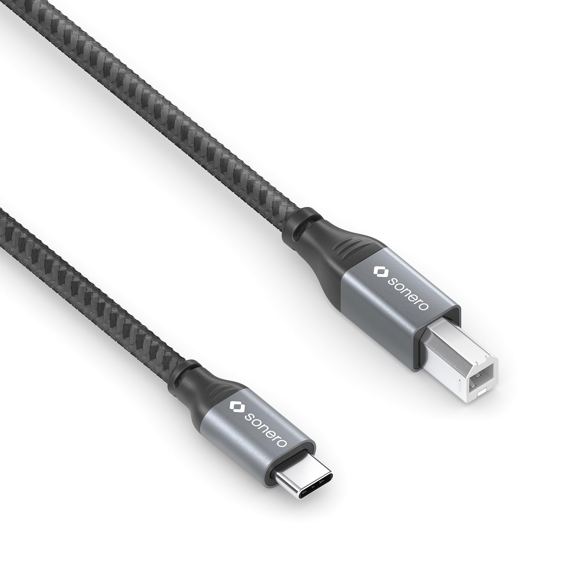 Sonero® USB 2.0 Kabel, Verbindungskabel, Druckerkabel, C-Stecker auf B-Stecker, 480 MB/s, space grey/schwarz, 2,00m
