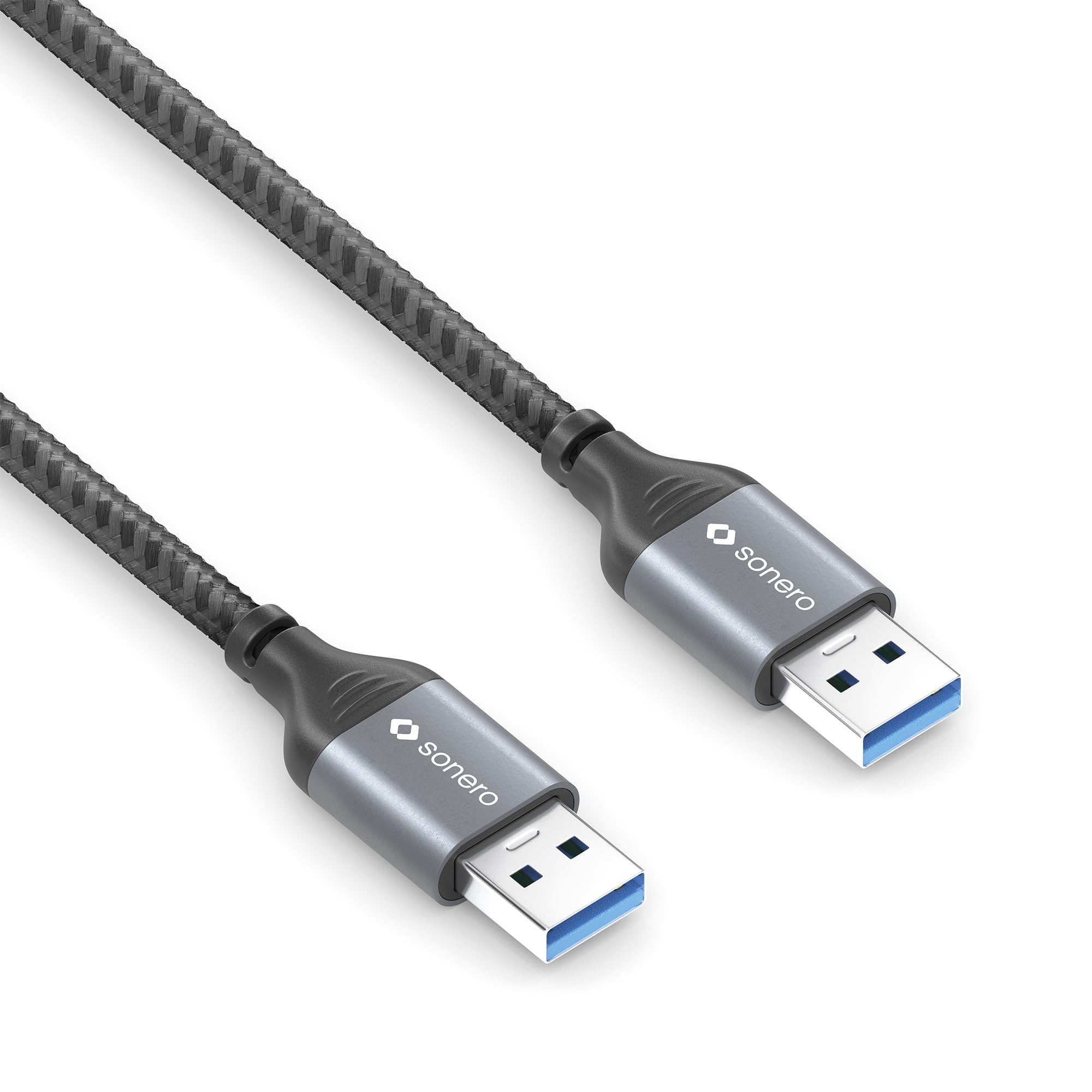 Sonero® USB-A auf USB-A Datenkabel, Verbindungskabel, USB Kabel Typ A, USB 3.0, 5GB/s, space grey/schwarz, 2,00m