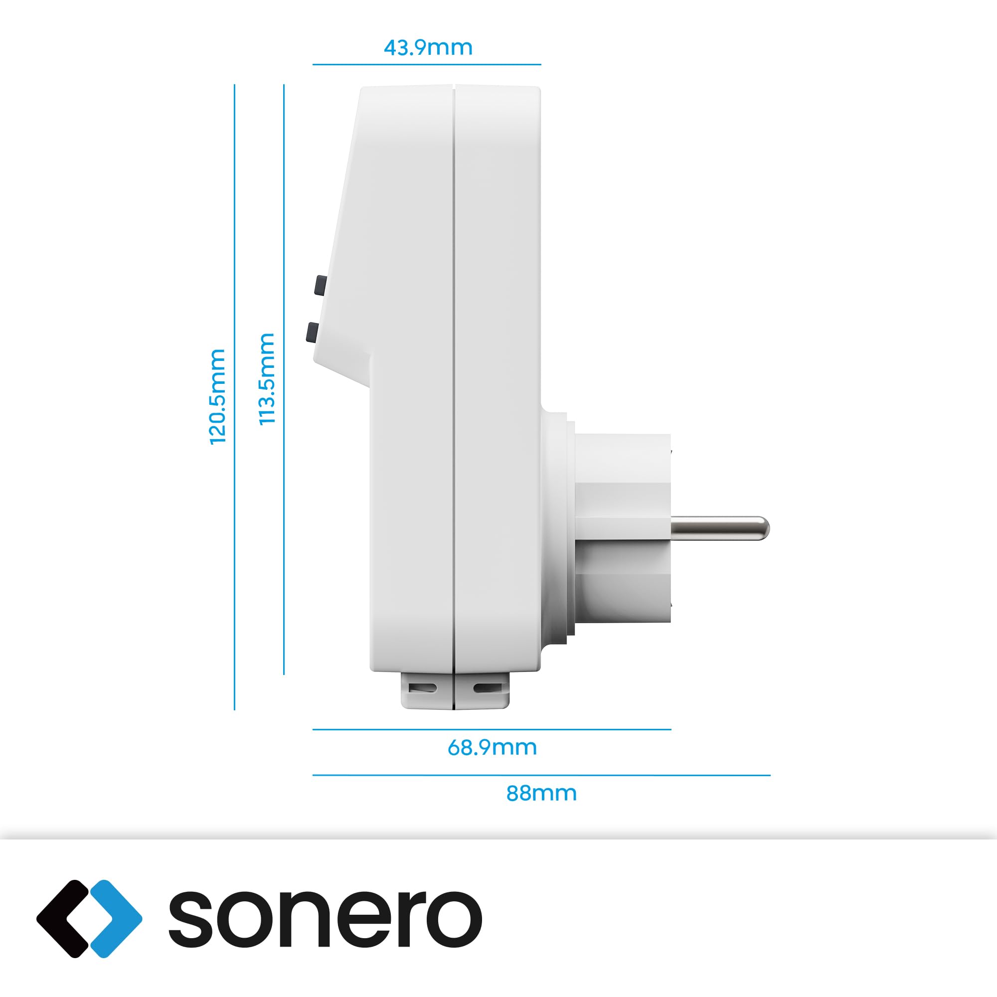 sonero digitales Thermostat Steckdose, Temperaturregler, Heizung, Kühlung, zeitgesteuert mit internem Fühler, für Terrarium, Gewächshaus, Räucherofen, als Frostwächter, 3600 Watt, weiß