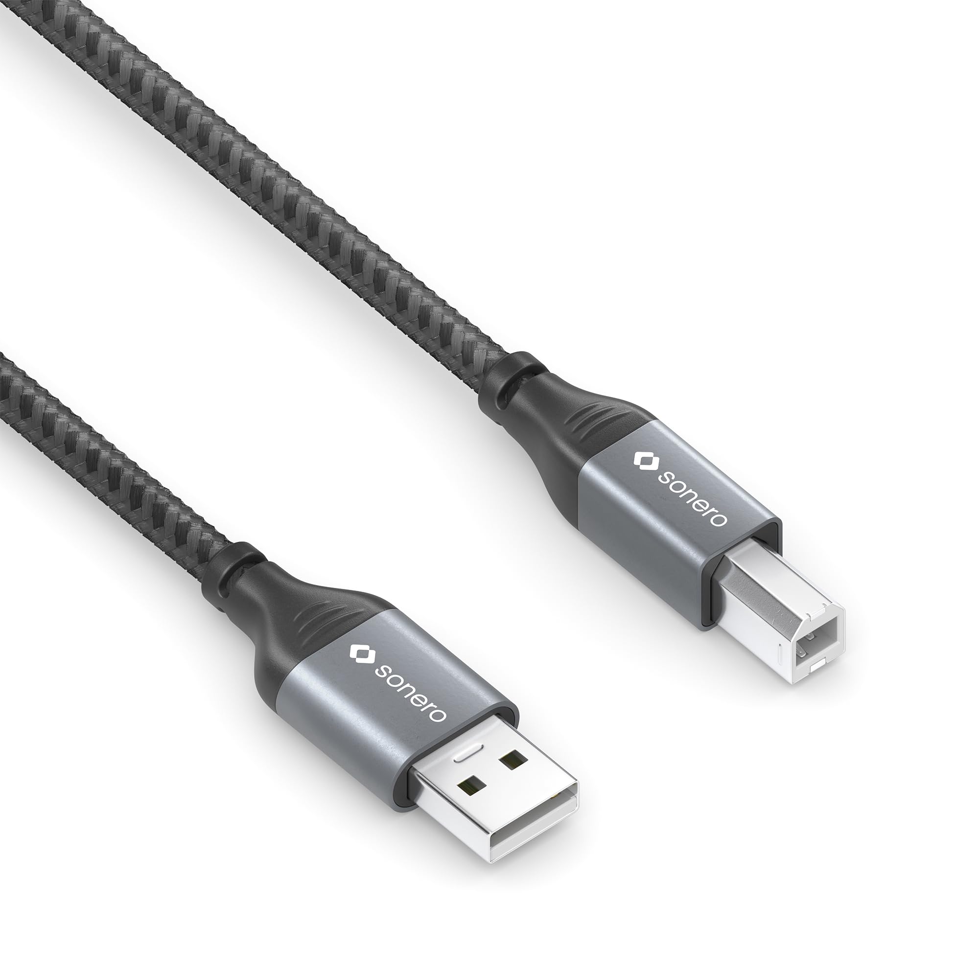 Sonero® USB 2.0 Kabel, Verbindungskabel, Druckerkabel, A-Stecker auf B-Stecker, 480 MB/s, space grey/schwarz, 1,00m