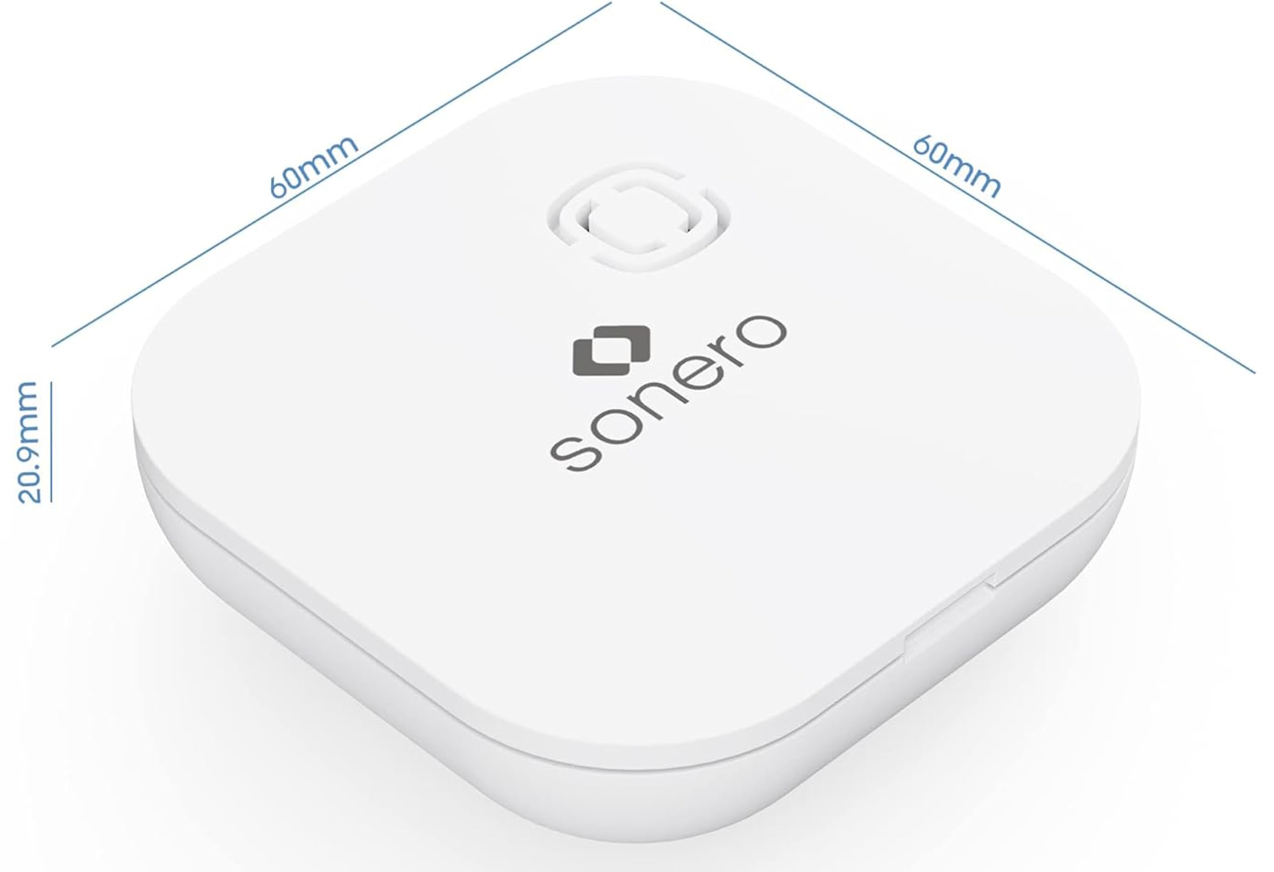 sonero Wassermelder, Batteriebetrieben, 70 dB lauter Alarm, LED Licht und Lautsprecher, weiß