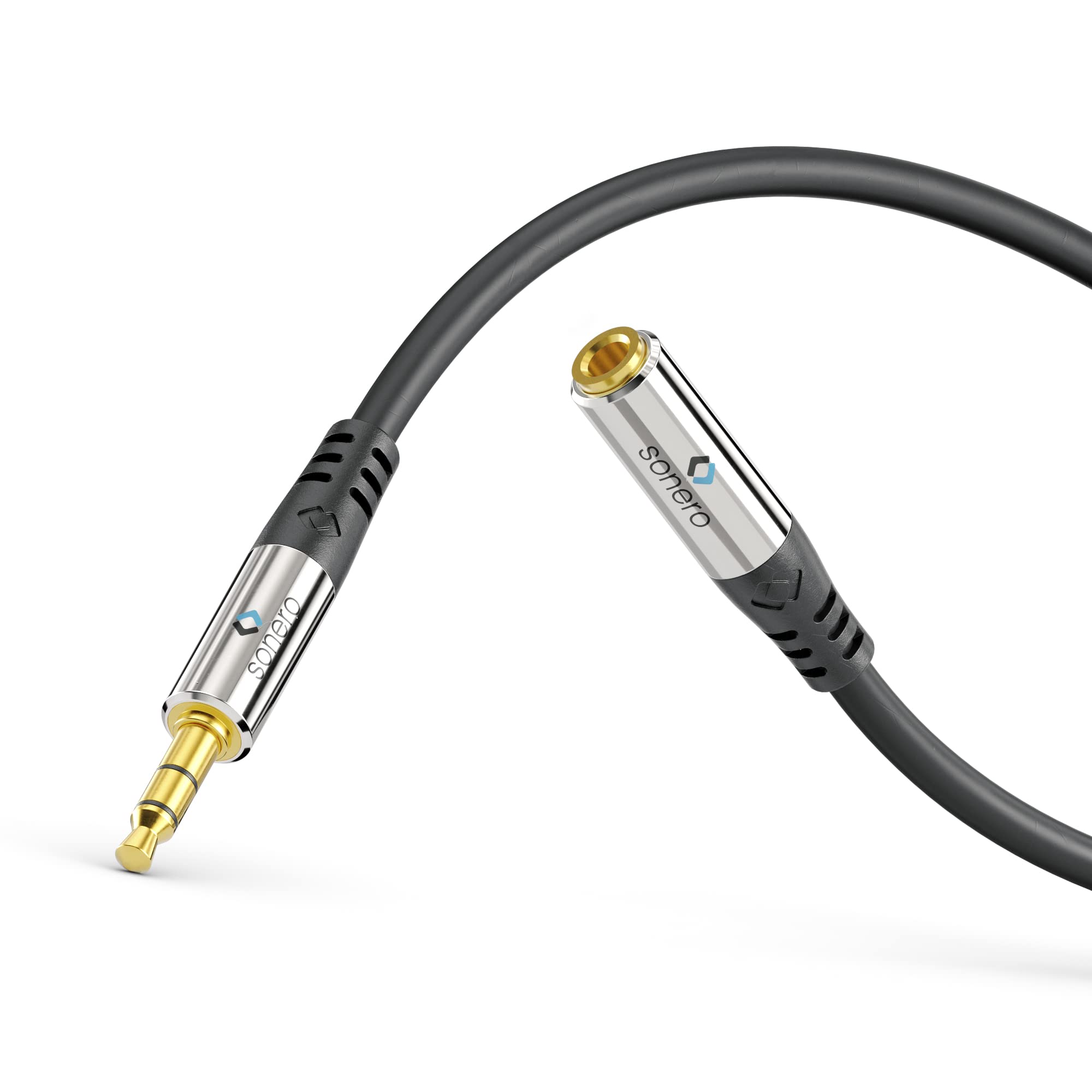 Sonero® premium Audiokabel Verlängerung 3.5mm Klinke, 2,00m, vergoldete Kontakte, schwarz