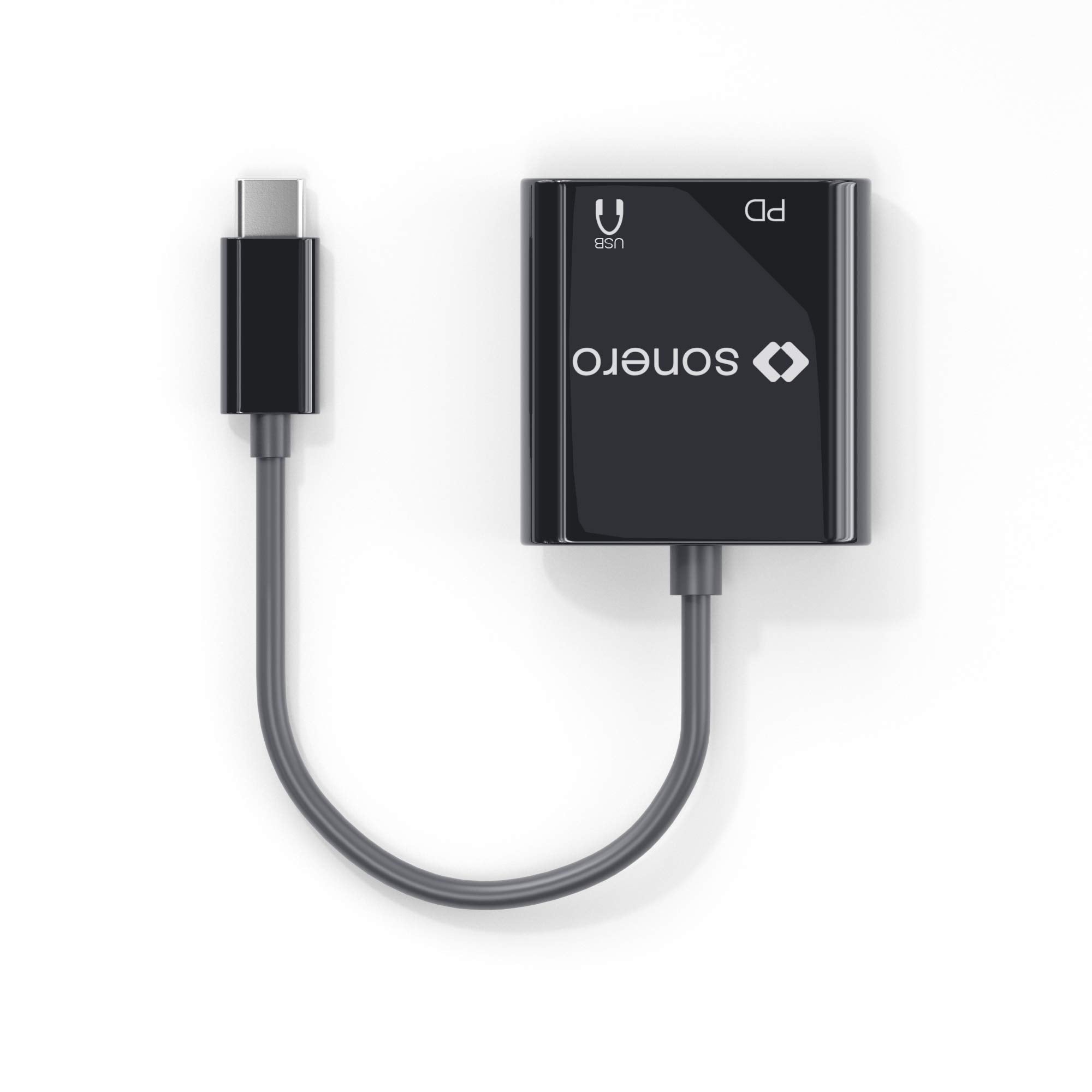Sonero UA210 USB Typ C zu CF (Audio) und CF (PD) Konverter, schwarz