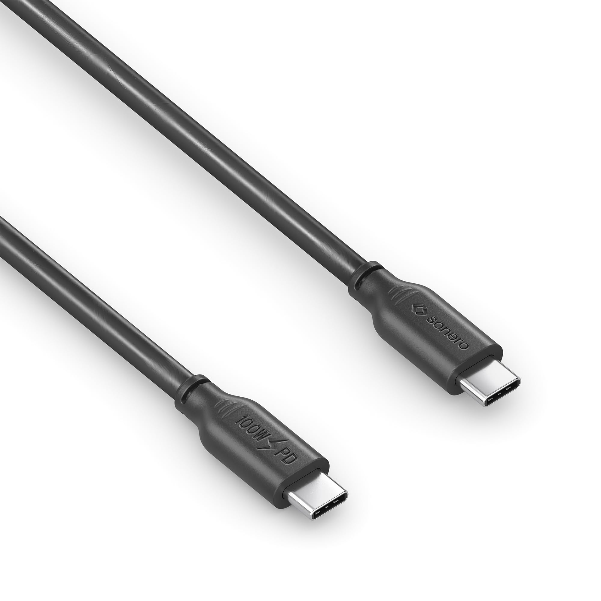 Sonero® USB-C Ladekabel, Handy-Ladekabel, Schnellladekabel, Kabel Typ C, USB 2.0, 100W PD, schwarz, 1,50m