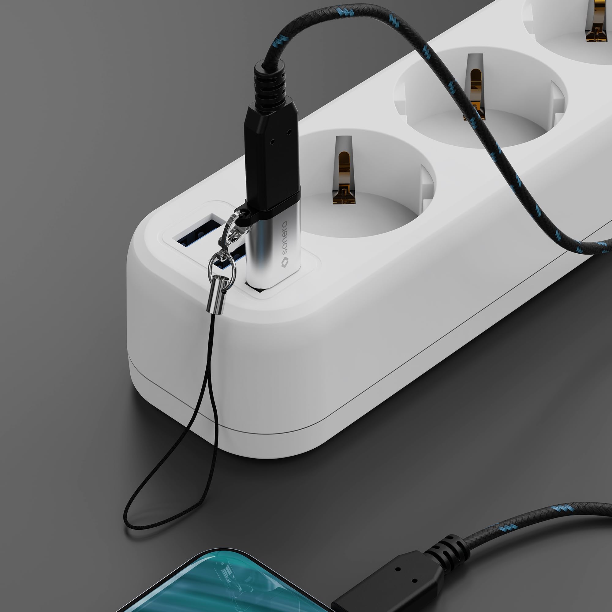 Sonero USB A auf USB C Adapter, schnelles Laden 3A 15W, 480 Mbps Datenübertragung, OTG, kompatibel mit iPhone, Samsung Galaxy, Watch, Google Pixel UVM., Aluminium/Silber