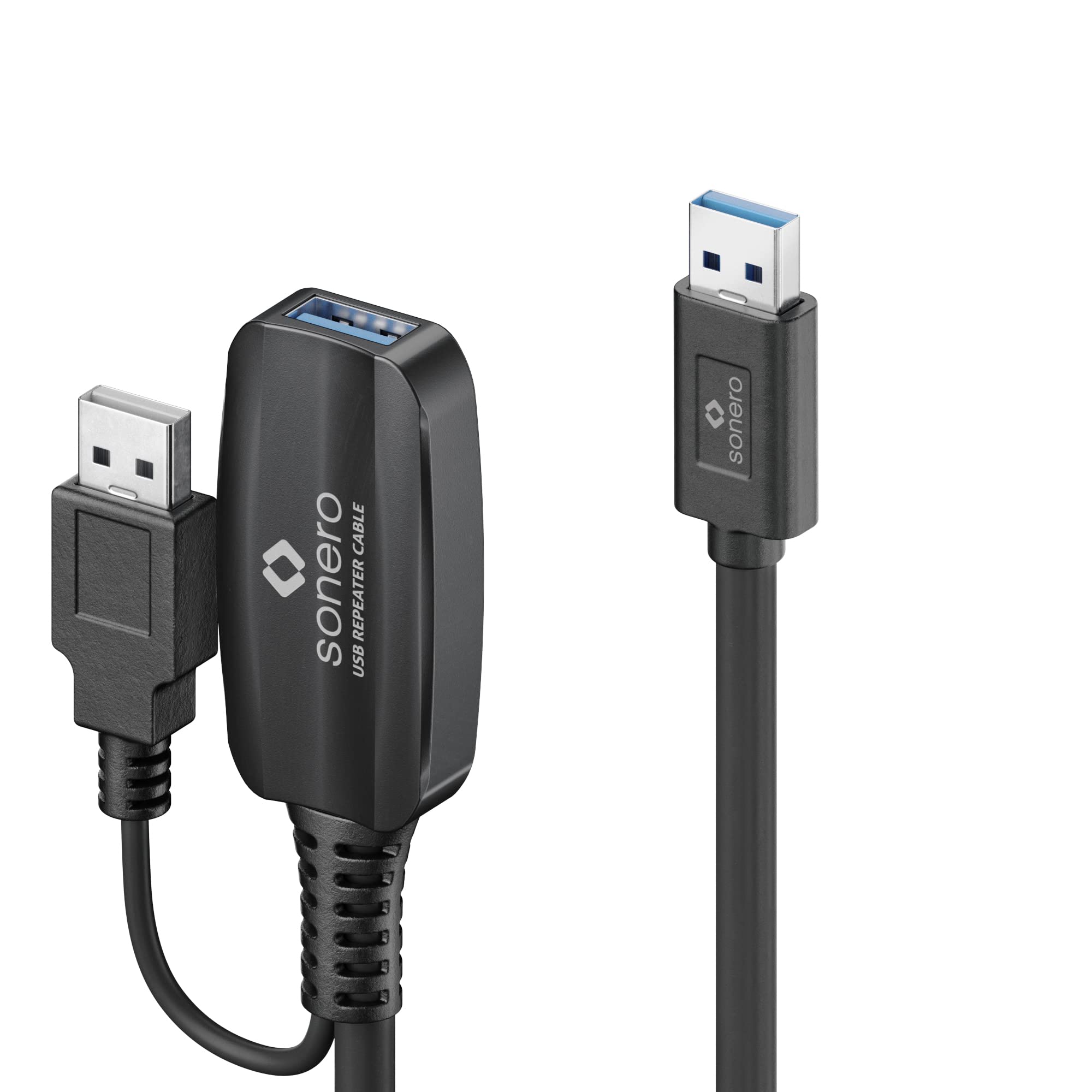 Sonero USB 3.2 Gen1x1 Aktive Verlängerung - A/A - schwarz - 10,00m
