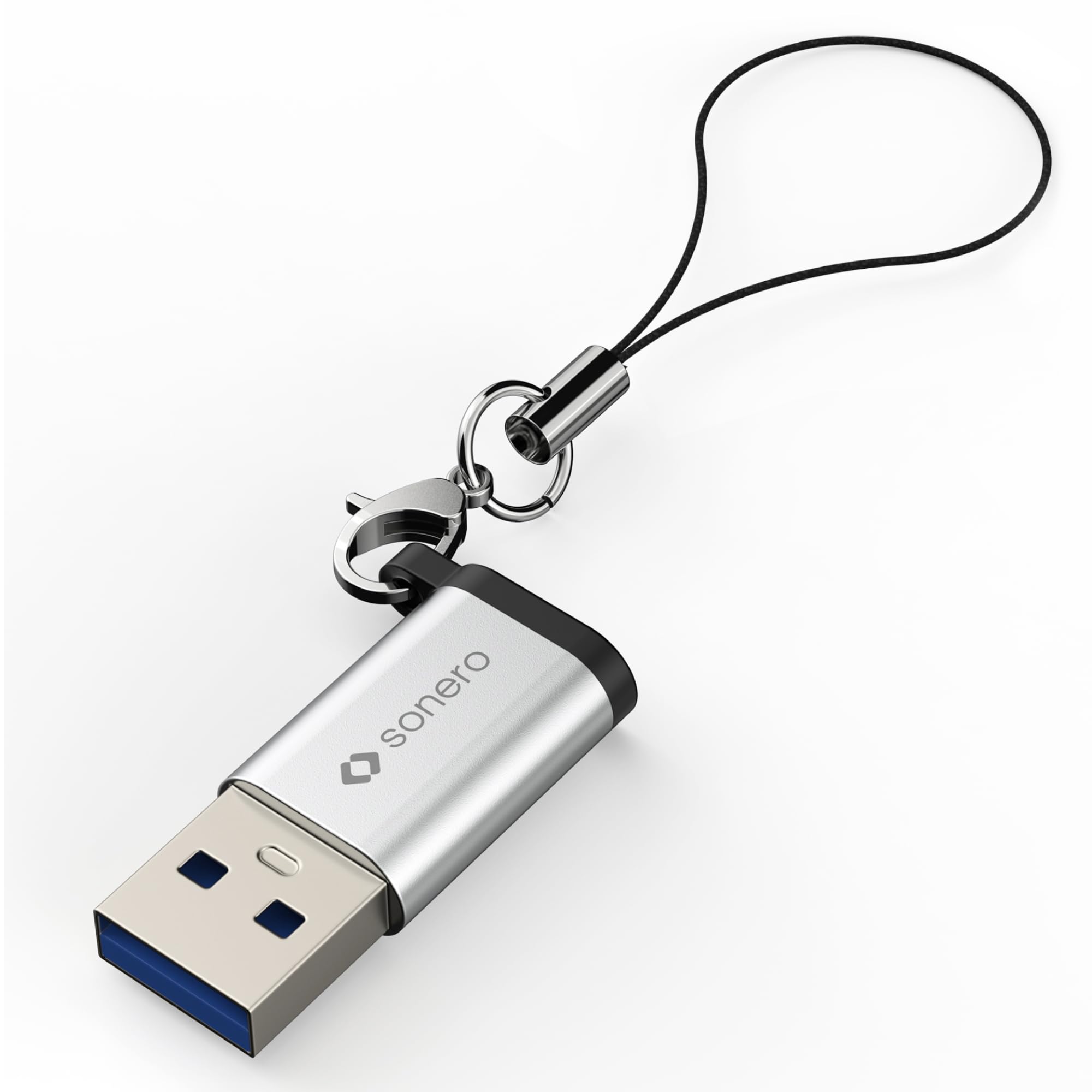 Sonero USB A auf USB C Adapter, schnelles Laden 3A 15W, 480 Mbps Datenübertragung, OTG, kompatibel mit iPhone, Samsung Galaxy, Watch, Google Pixel UVM., Aluminium/Silber