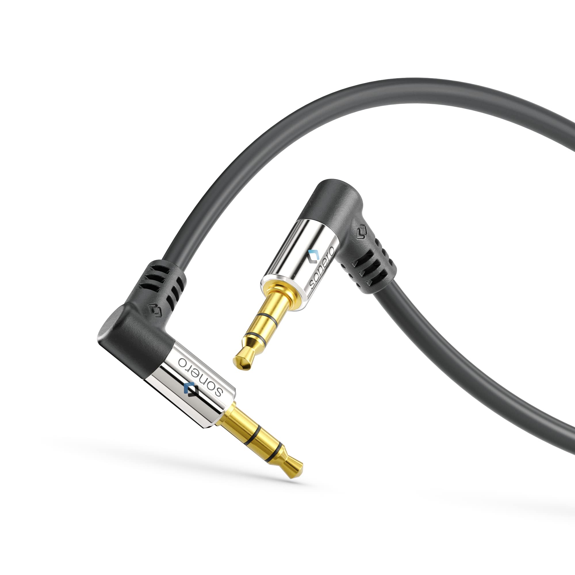 Sonero® premium Audiokabel mit 2x 90° Stecker, 3.5mm Klinke, 1,00m, vergoldete Kontakte, schwarz