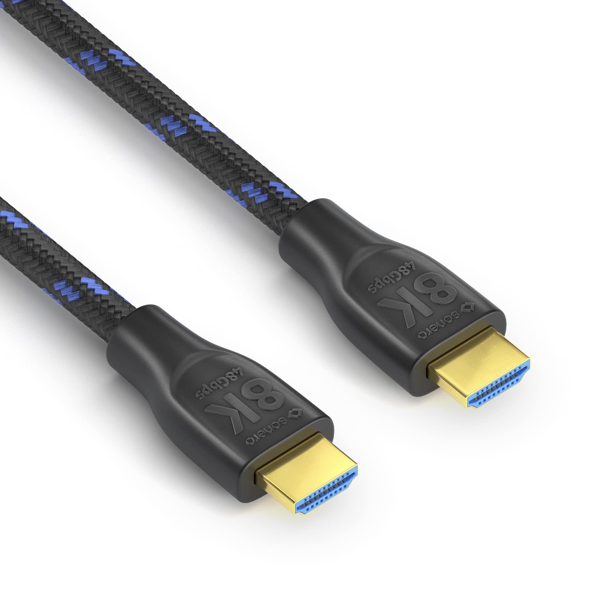 Sonero PHC111-010 8K Ultra High Speed HDMI Kabel mit Ethernet, Nylongeflecht, vergoldete Anschlüsse (8K UltraHD, 4K 3D mit 50Hz/60Hz, 48Gbps Full Bandwith, Dynamic HDR), 1,0m