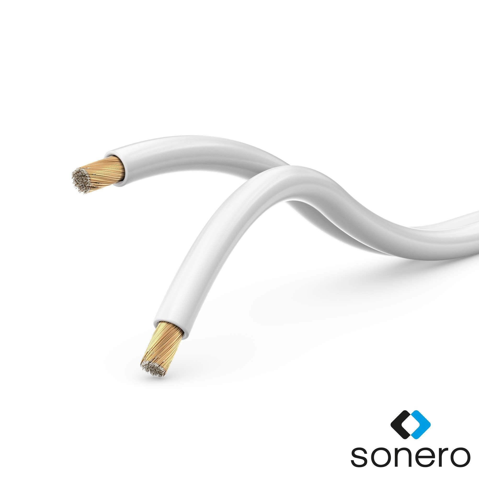 Sonero 30 Meter 2x0,75mm² CCA Lautsprecherkabel / Boxenkabel, Farbe: weiß, 30 m