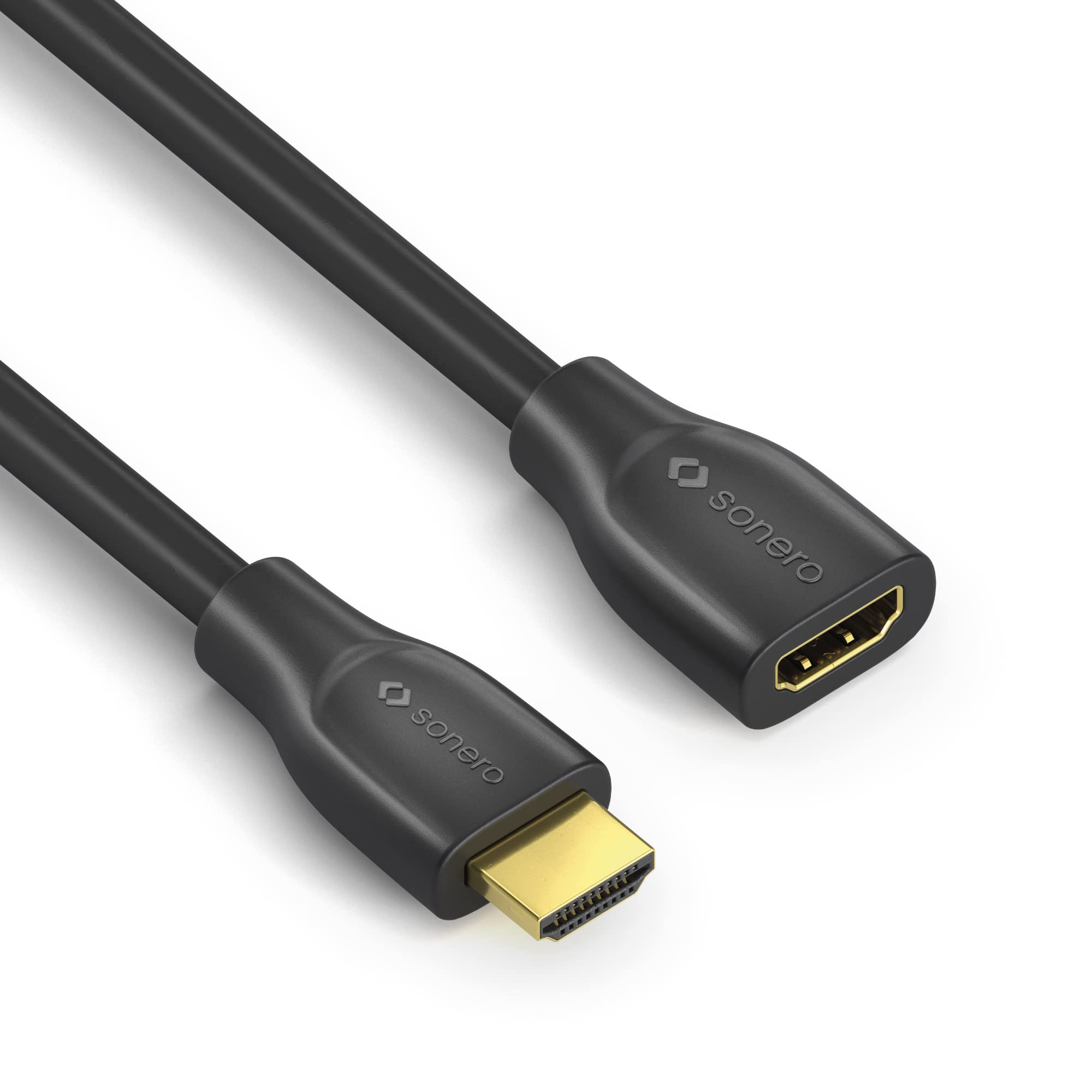 Sonero® 4K HDMI Verlängerungskabel, Premium High Speed, 4K 60Hz, HDMI Stecker auf HDMI Buchse, vergoldete Kontakte, zweifache Abschirmung, PVC-Mantel, 1,00m