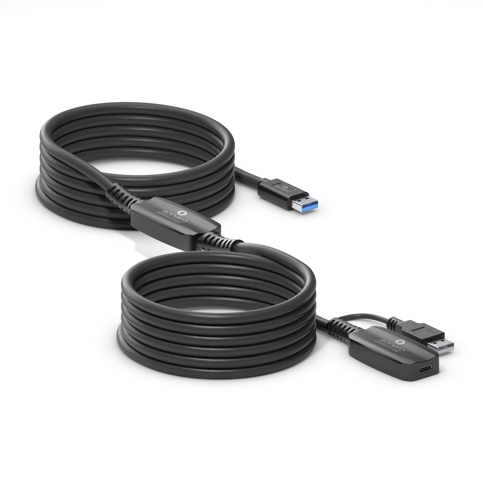 "Sonero USB 3.2 Aktive Verlängerung - 10,00m - Schwarz - USB-A auf USB-C - 5GB/s - Drucker, Webcams, VR-Geräte, Festplatten, Maus, Gamepad, Konsolen"