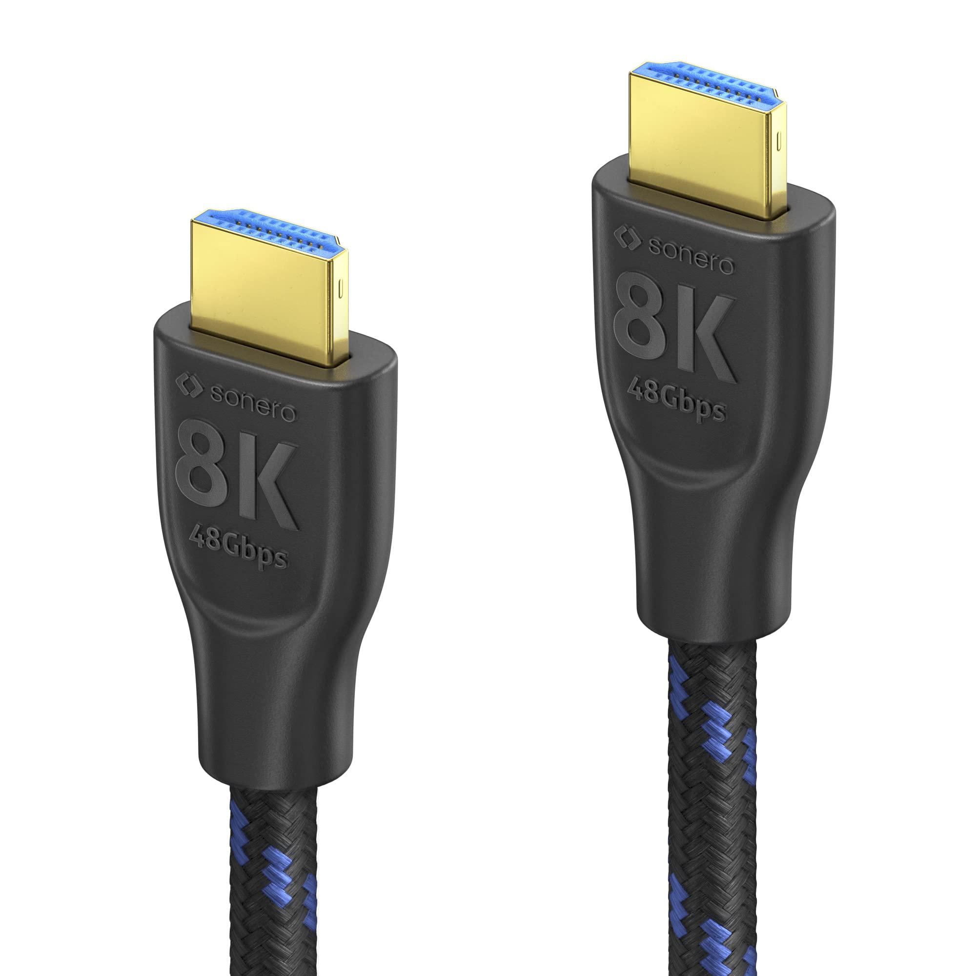 Sonero PHC111-010 8K Ultra High Speed HDMI Kabel mit Ethernet, Nylongeflecht, vergoldete Anschlüsse (8K UltraHD, 4K 3D mit 50Hz/60Hz, 48Gbps Full Bandwith, Dynamic HDR), 1,0m