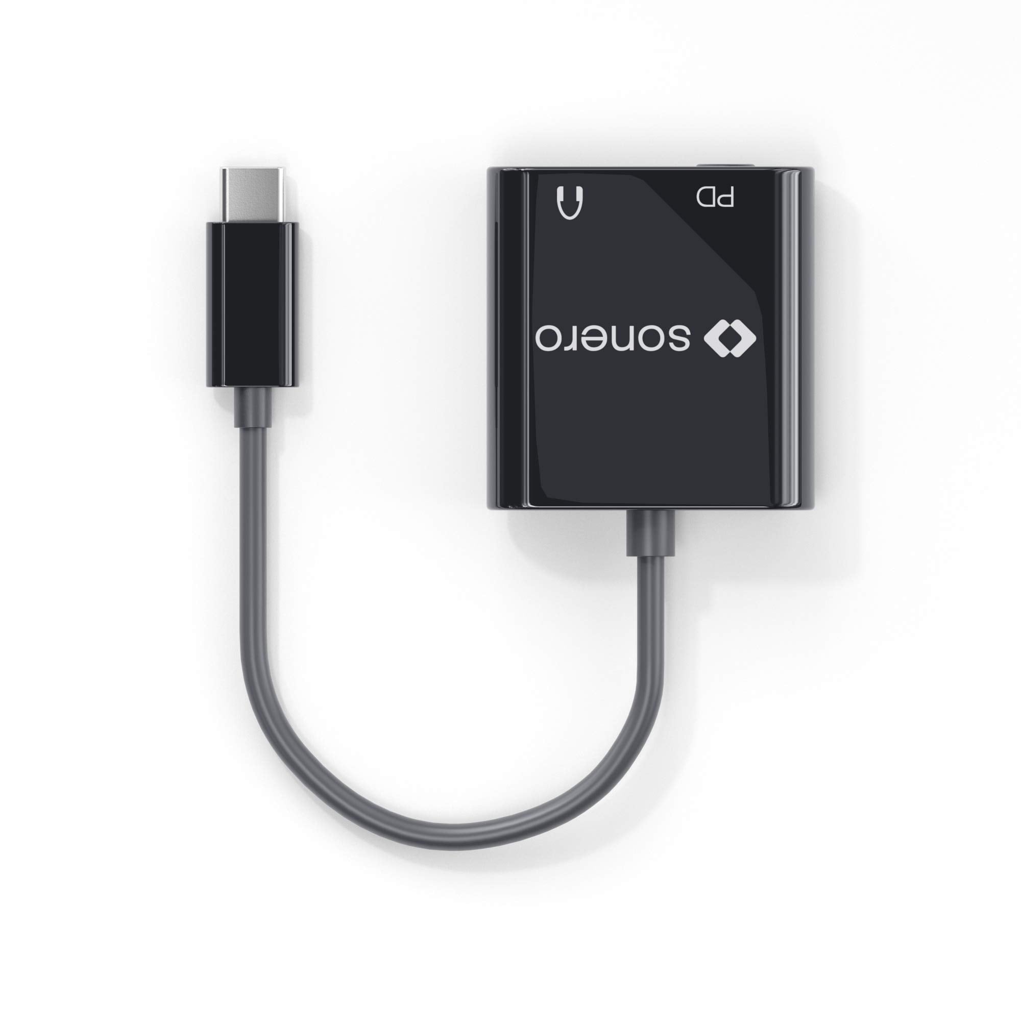Sonero UA200 USB Typ C zu 3,5mm Audio und CF (PD) Konverter, schwarz, JP-USB313