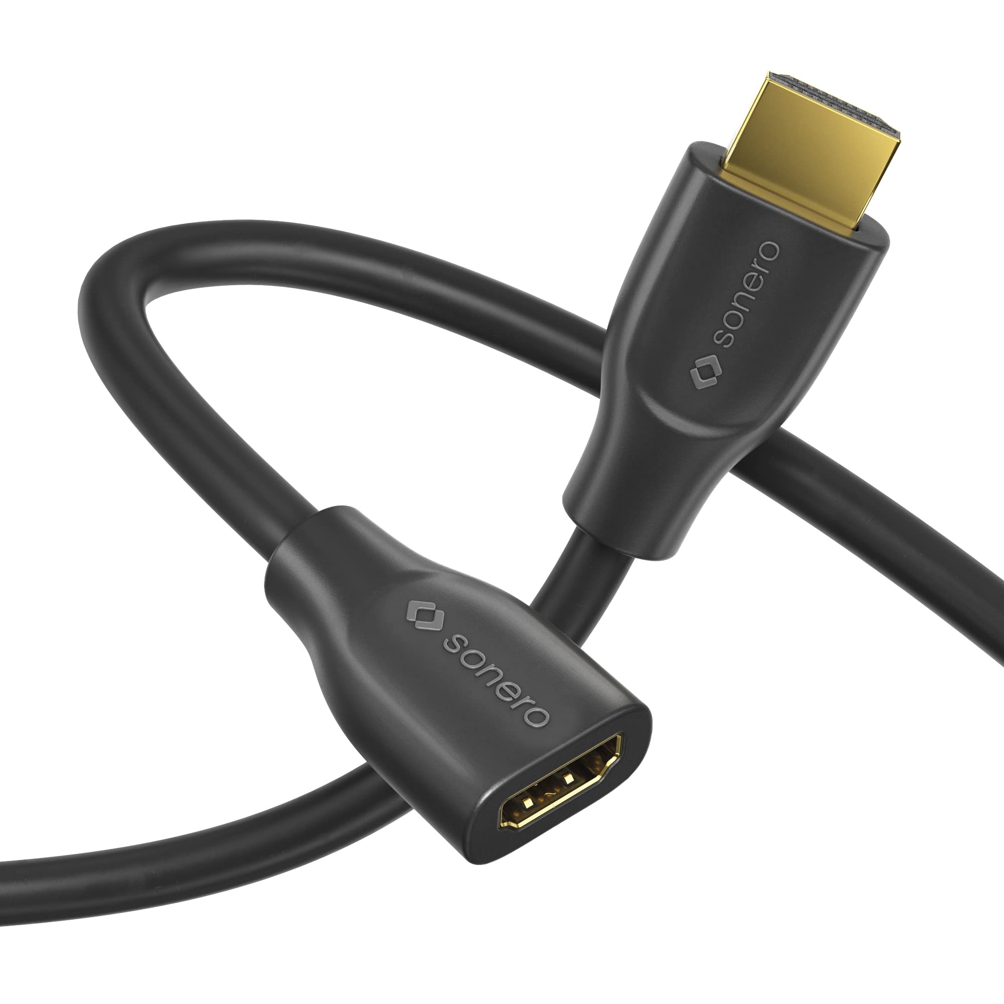 Sonero® 4K HDMI Verlängerungskabel, Premium High Speed, 4K 60Hz, HDMI Stecker auf HDMI Buchse, vergoldete Kontakte, zweifache Abschirmung, PVC-Mantel, 1,00m